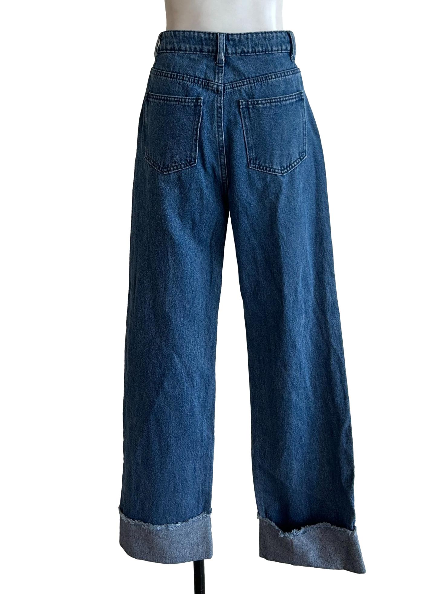 Medium Blue High-Waist Boyfriend Jeans