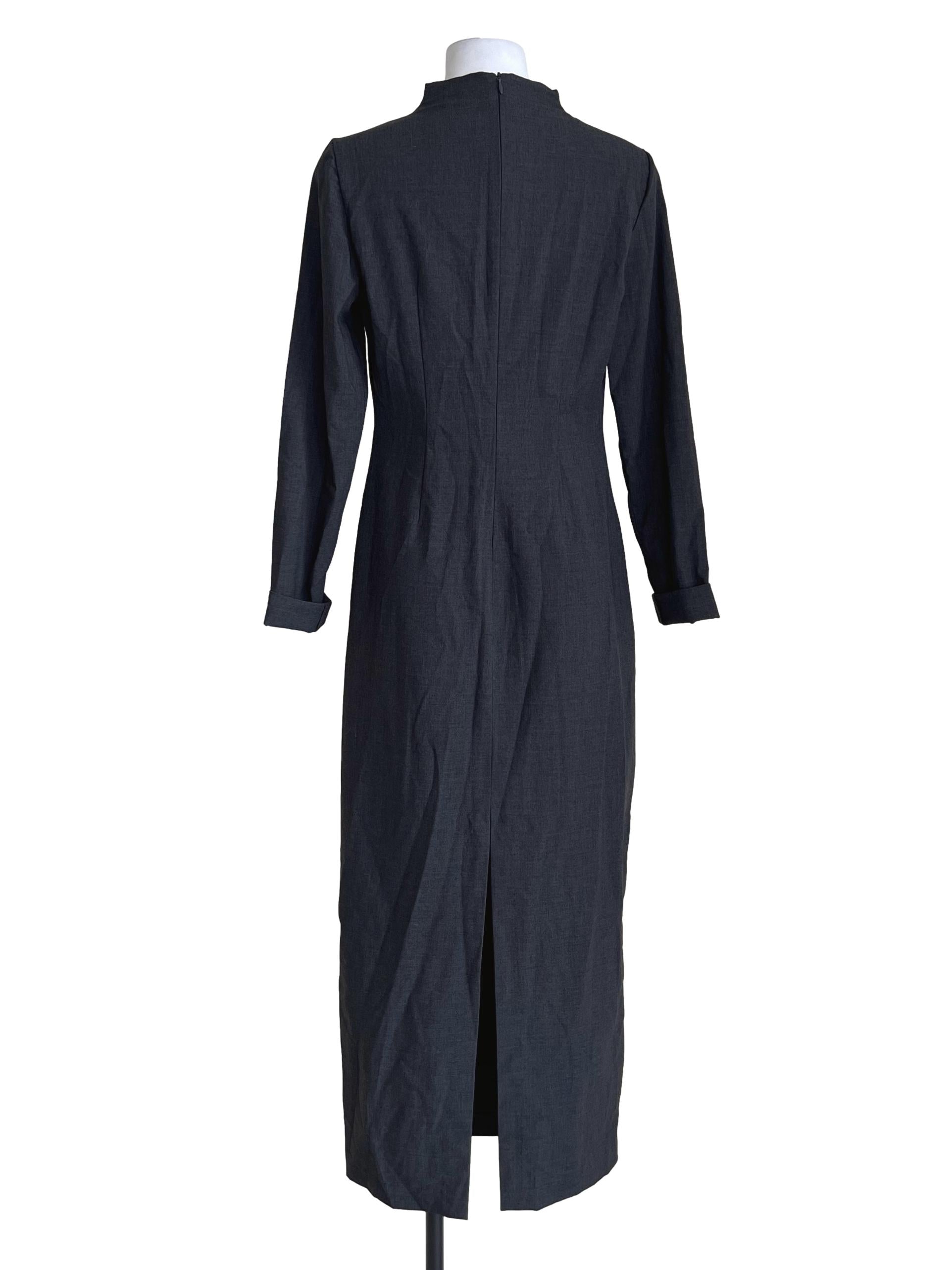 Charcoal Grey High-Neck Minimalist Dress