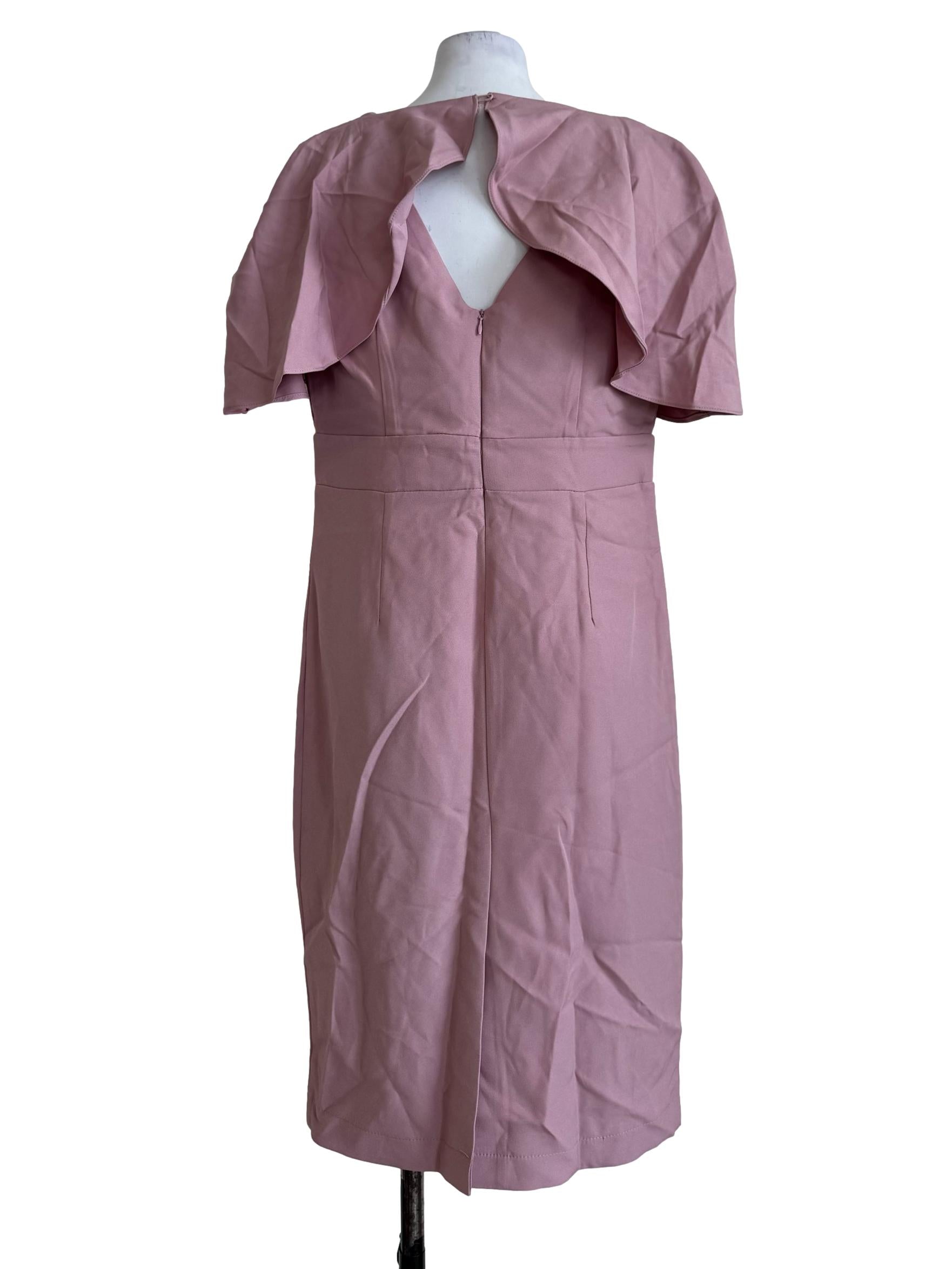 Mauve Pink Deep V Neck Dress