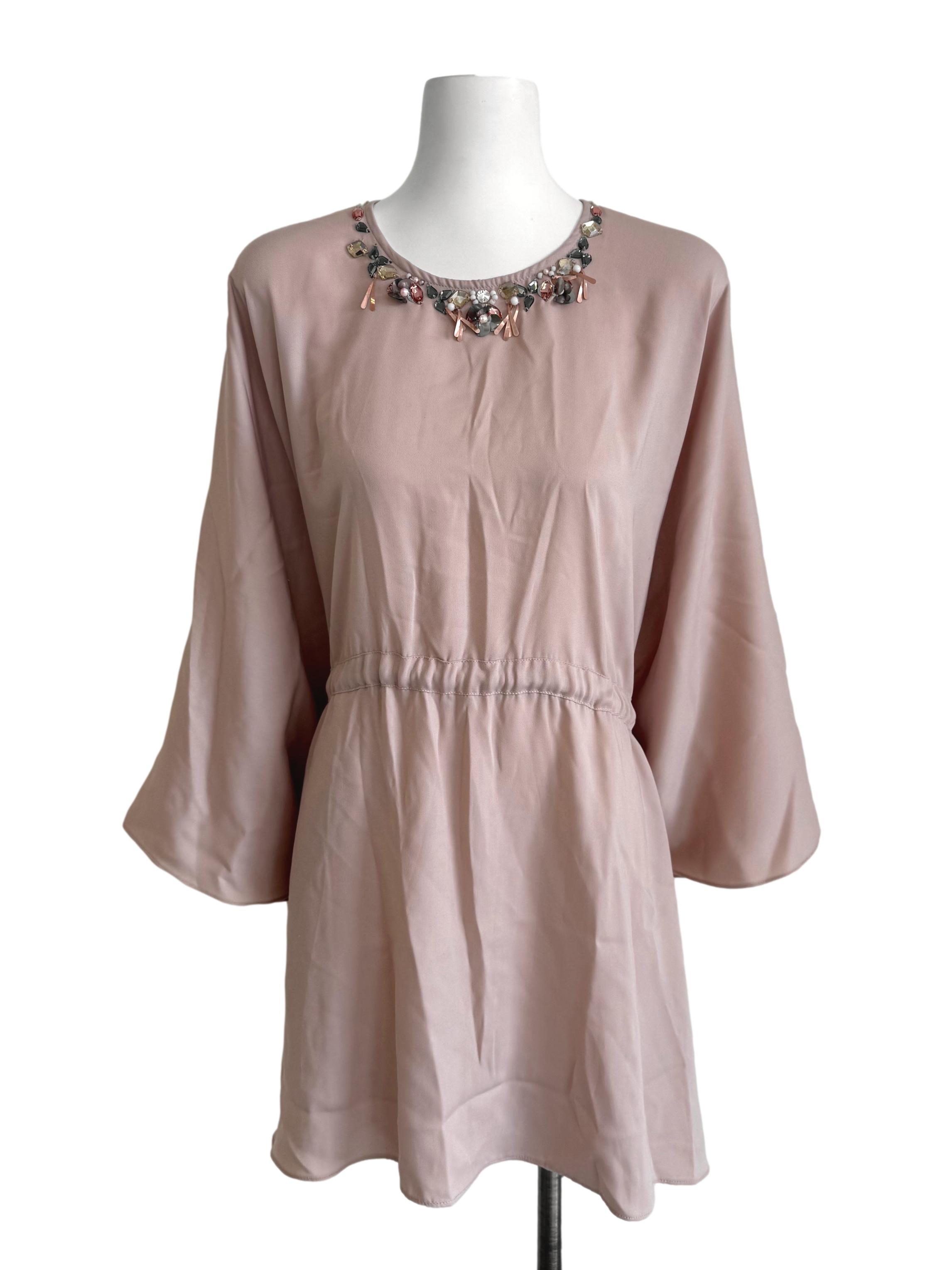 Cantaloupe Rhinestones Cape Sleeves Top