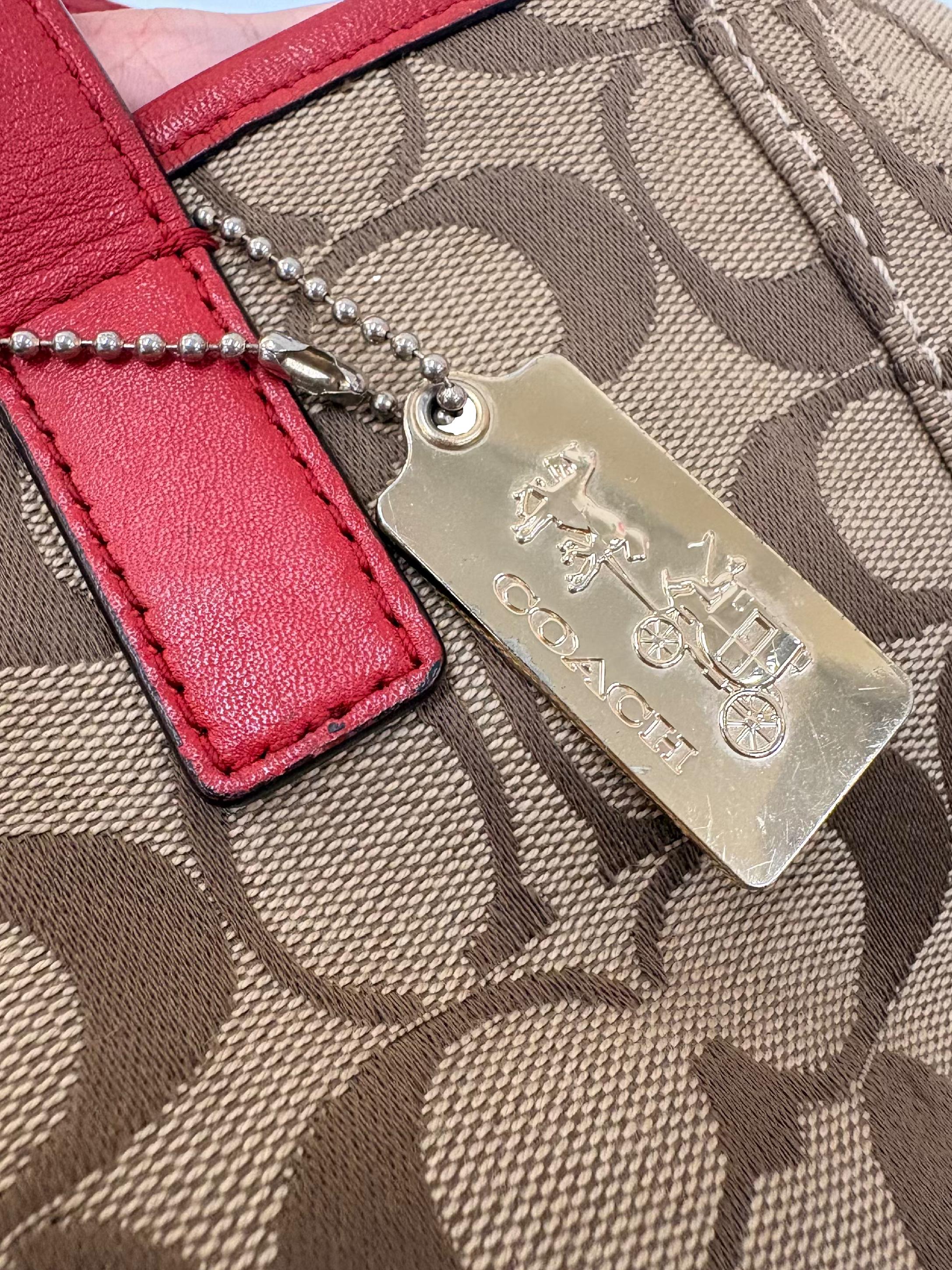 Brown And Red Signature Canvas Tote Bag
