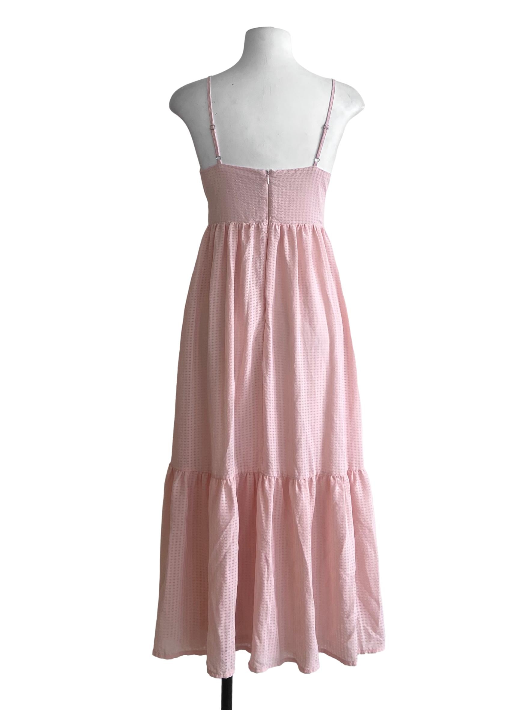 Salmon Pink Spaghetti Strap Drop Waist Dress