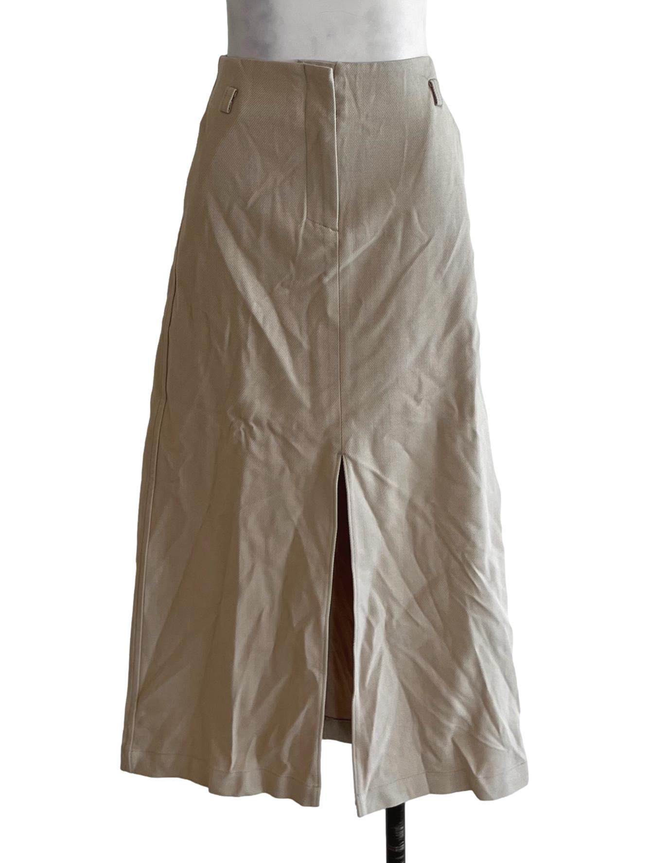 Beige Plain A-Line Skirt