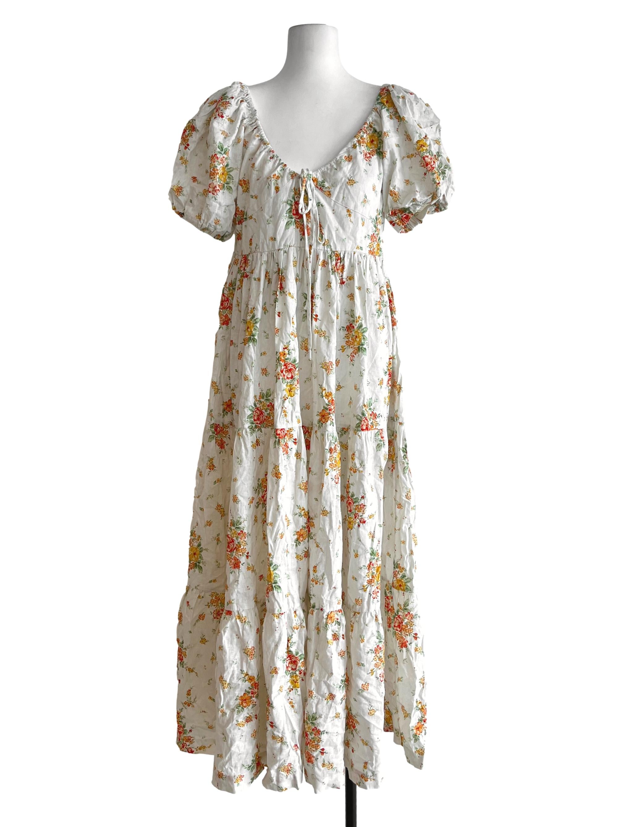 Ivory White Floral Empire Dress
