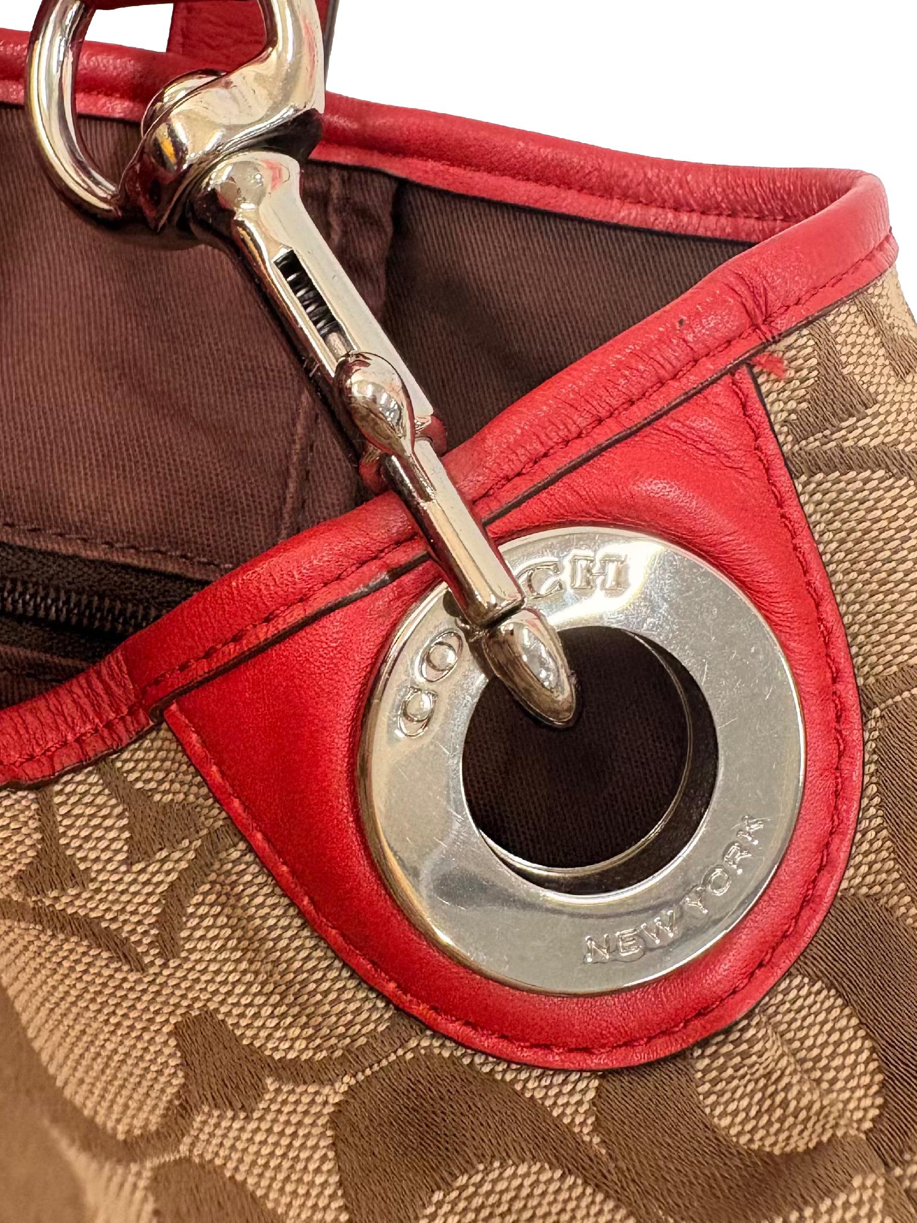 Brown And Red Signature Canvas Tote Bag