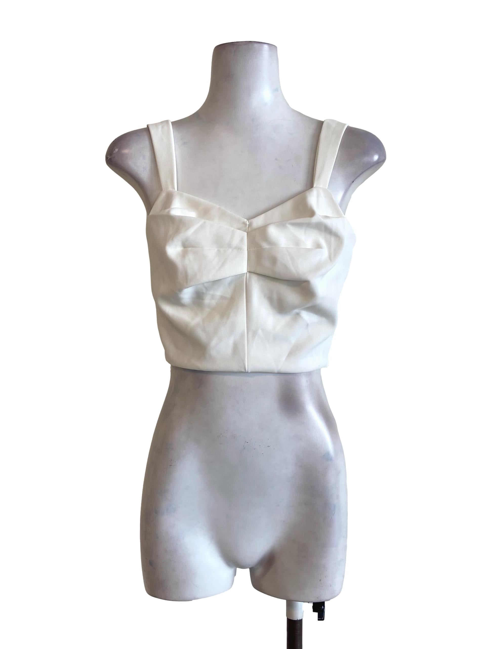 White Sleeveless Crop Top