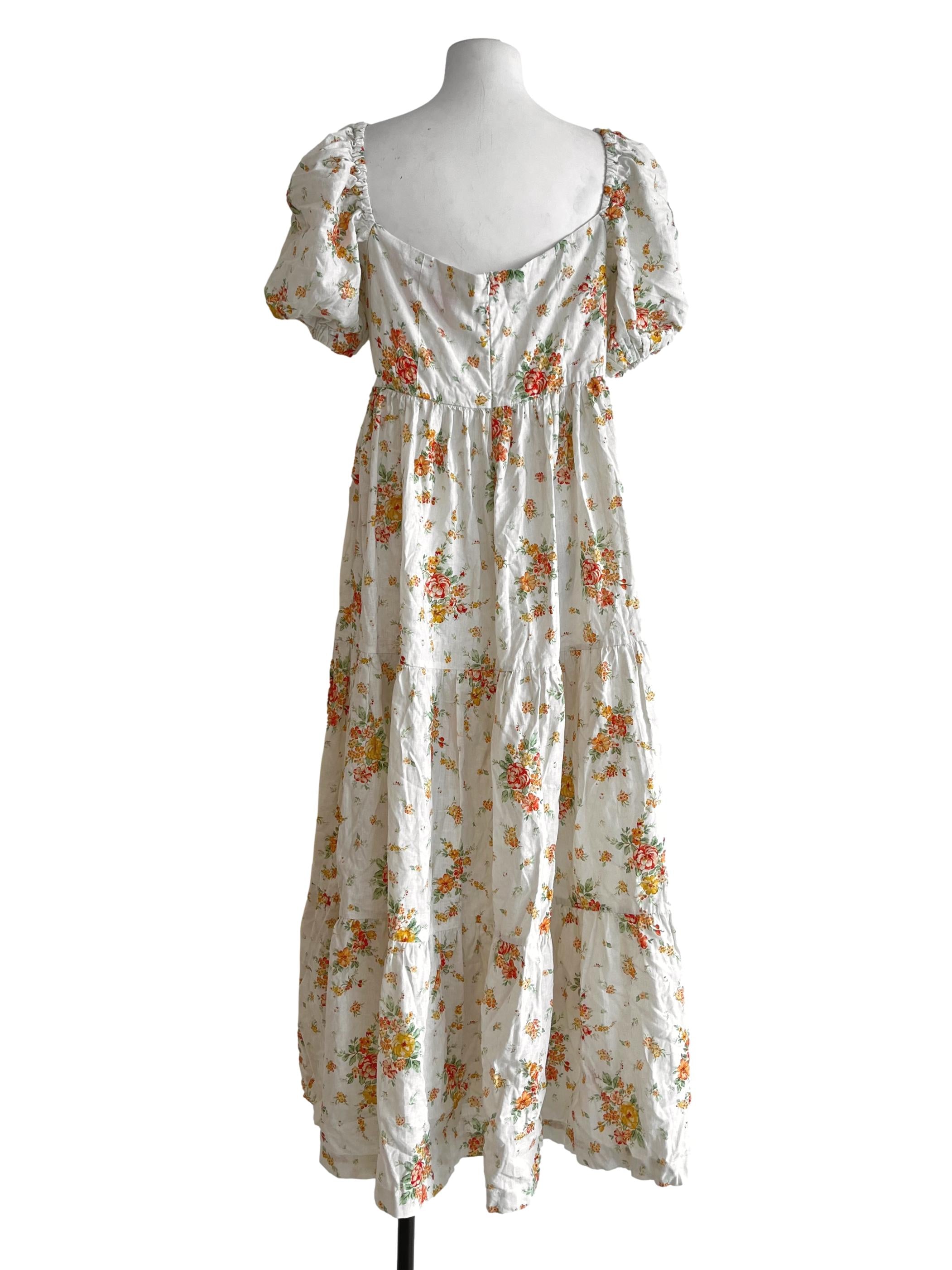 Ivory White Floral Empire Dress
