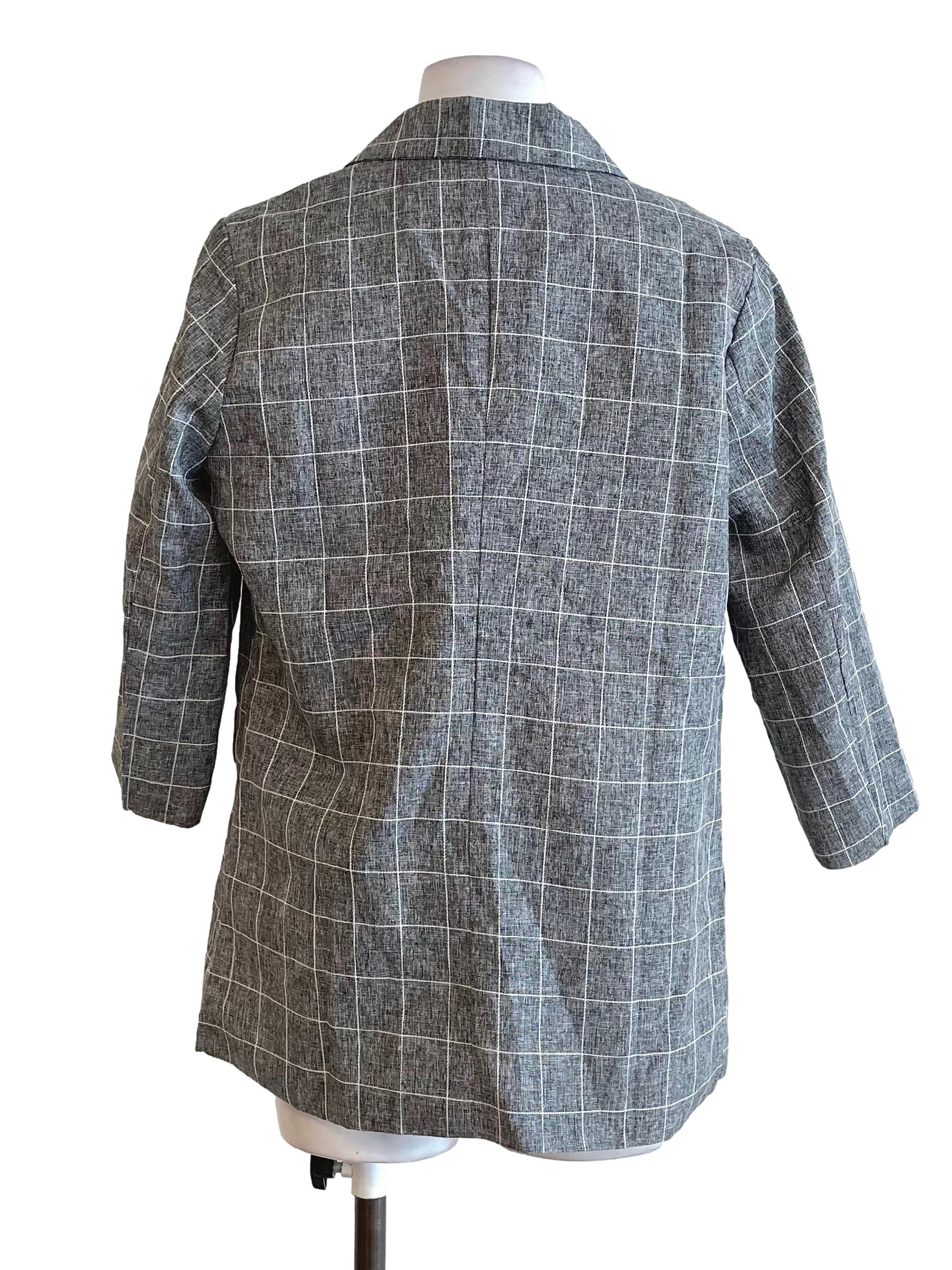 Gray Gird Single Breasted Blazer