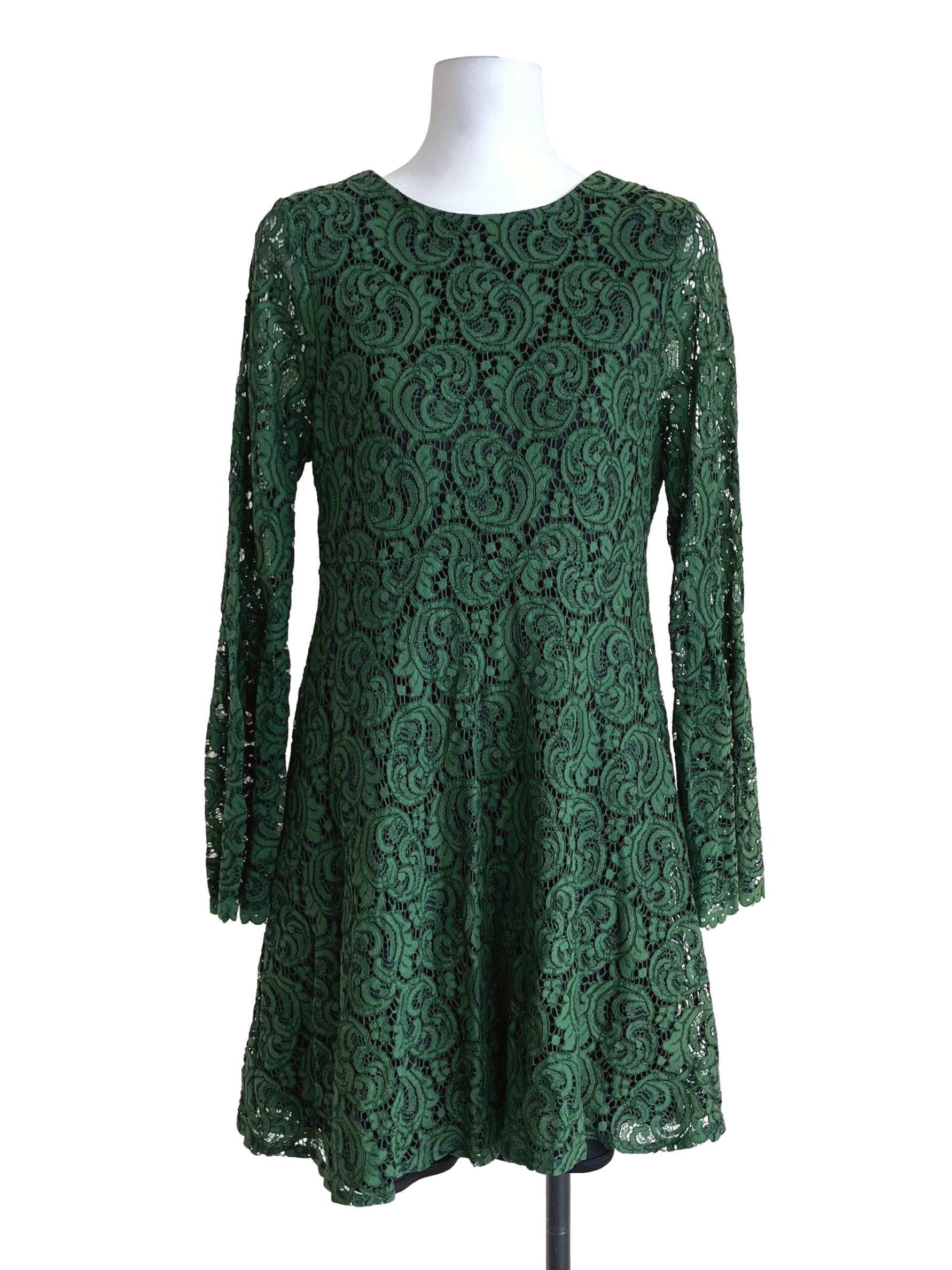 Pine Green Lace Mini Dress TEM