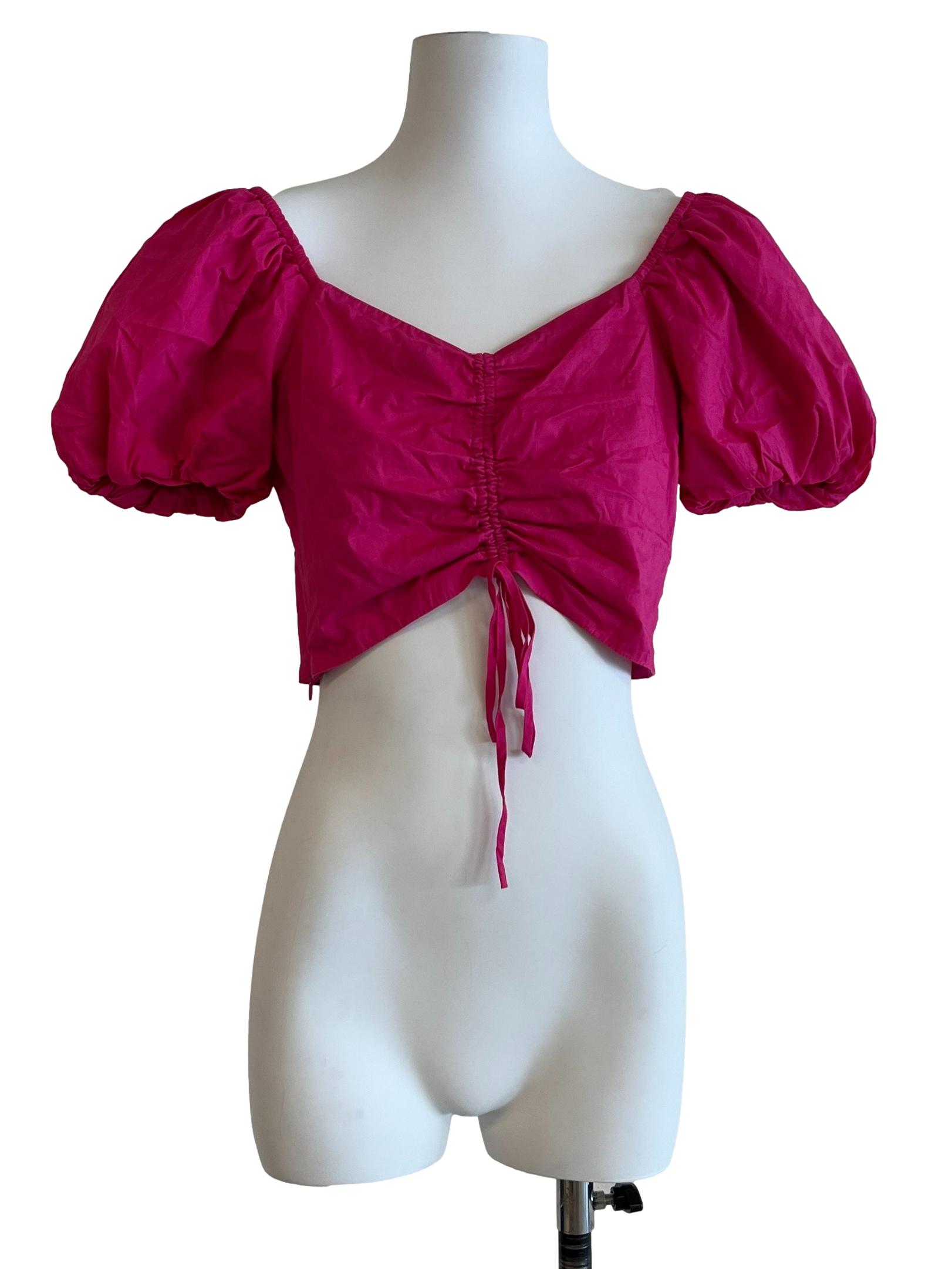 Fuschia Pink Puff Sleeve Top
