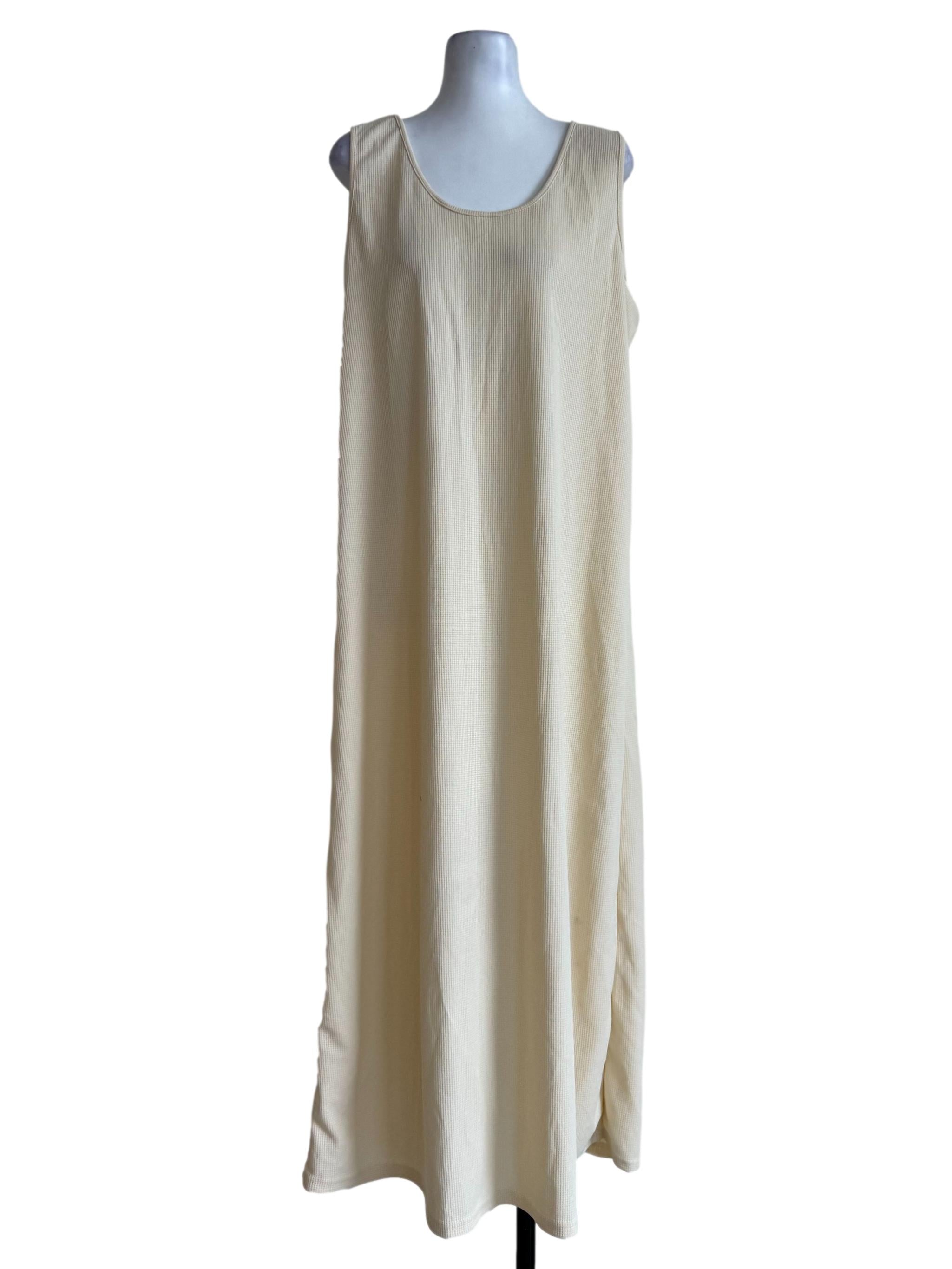 Pale Corn Waffle Sleeveless Dress
