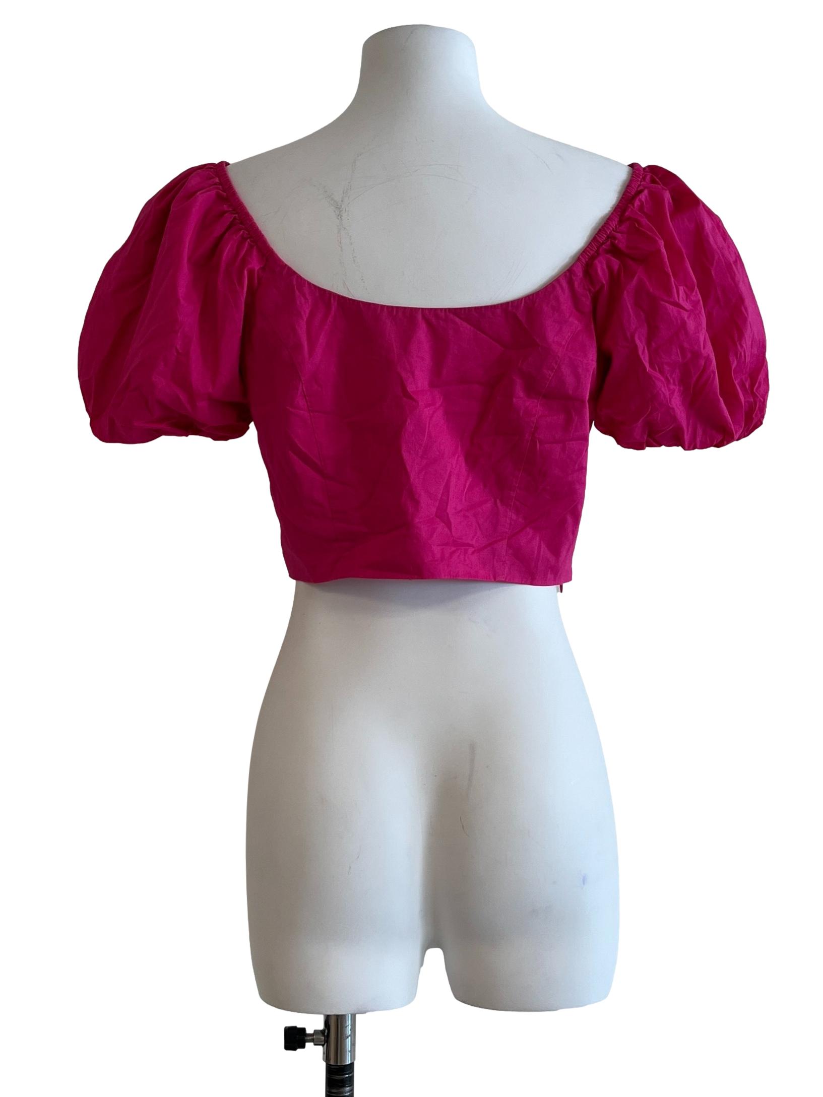Fuschia Pink Puff Sleeve Top