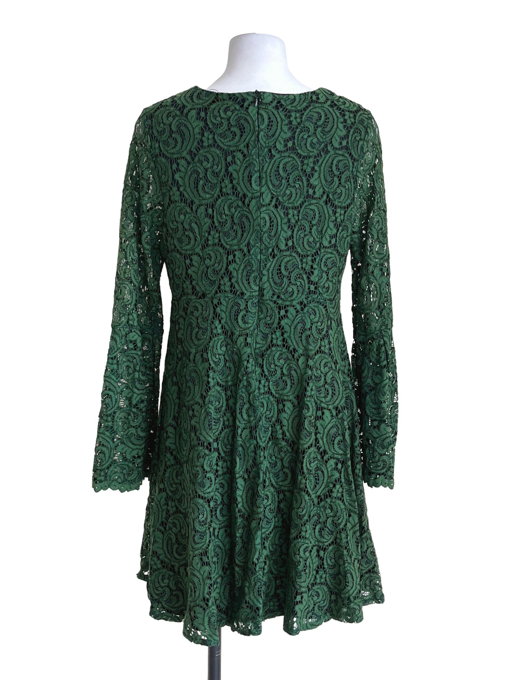 Pine Green Lace Mini Dress TEM
