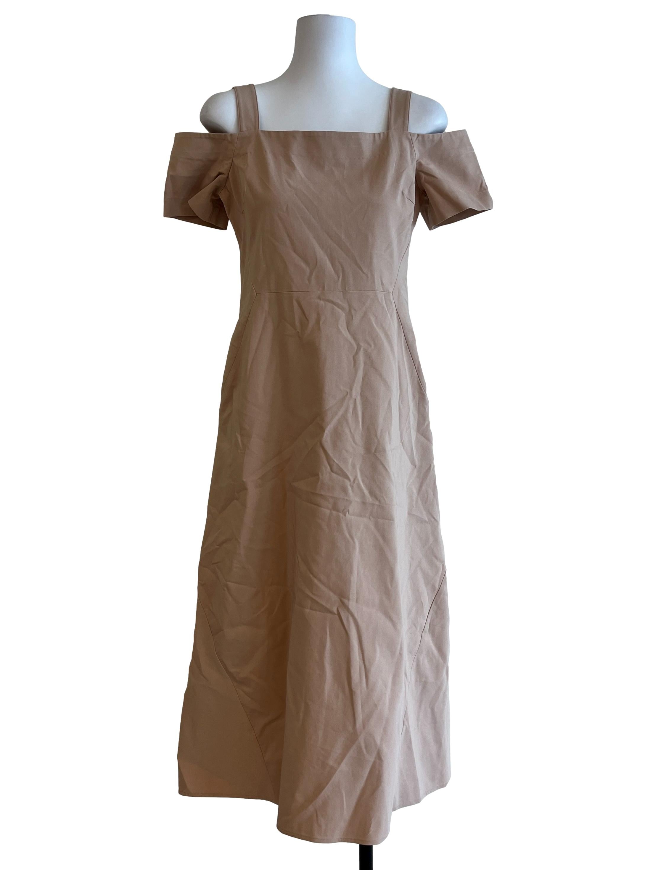 Warm Beige Cold Shoulder Dress