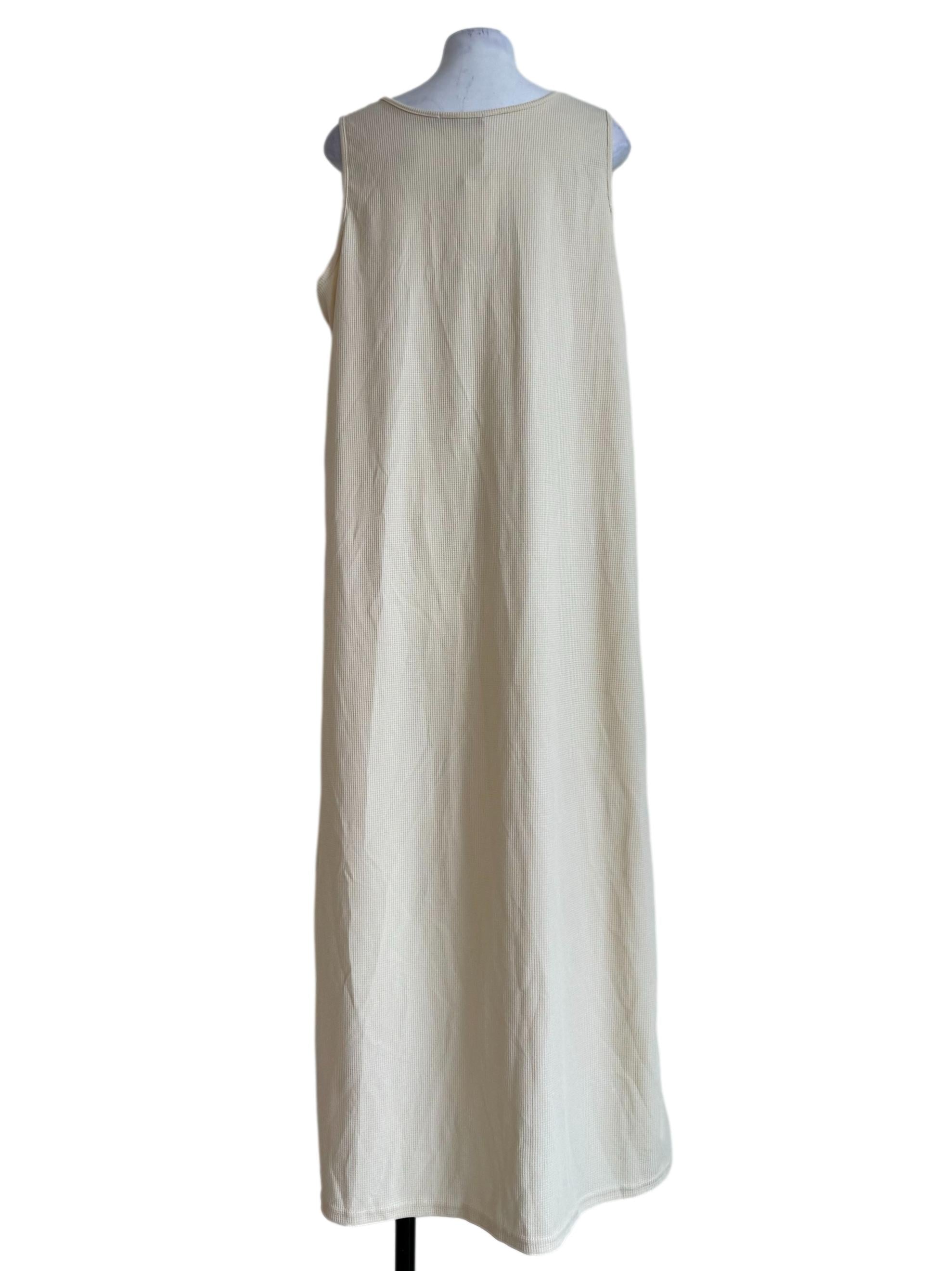 Pale Corn Waffle Sleeveless Dress