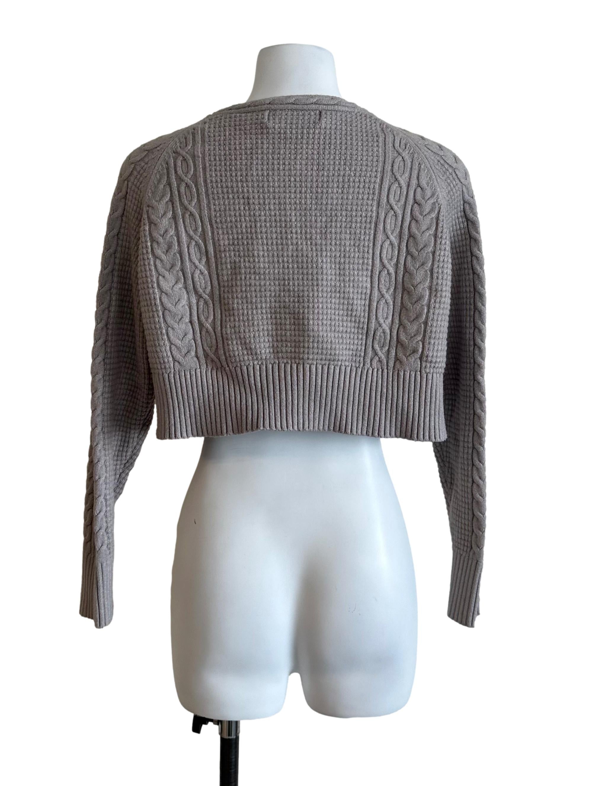 Taupe Brown Knit V Neck Cardigan