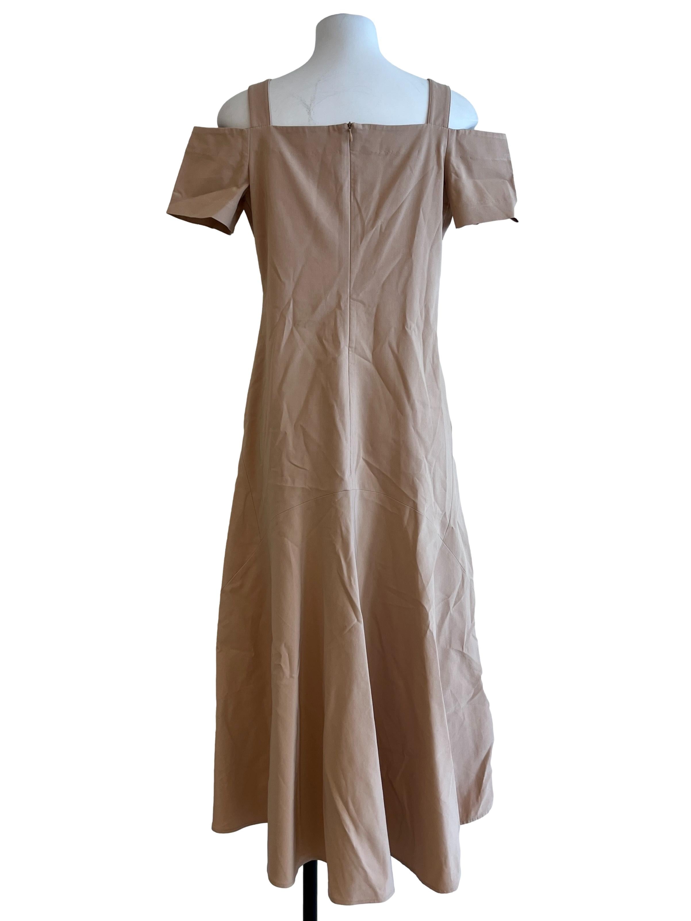 Warm Beige Cold Shoulder Dress