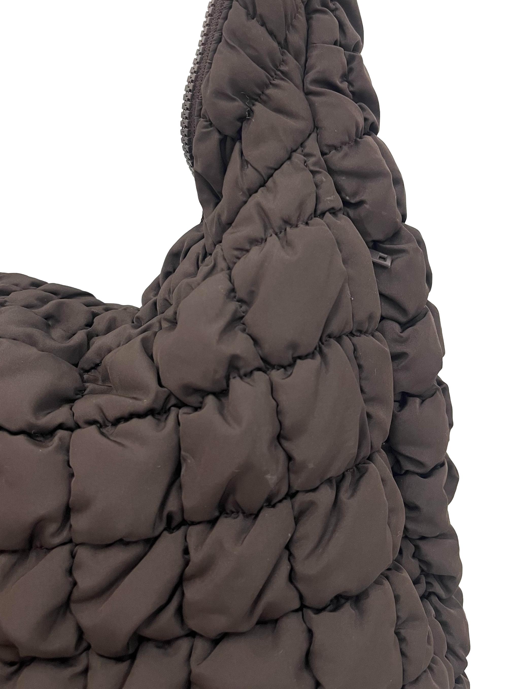 Dark Brown Quilted Oversize Bag