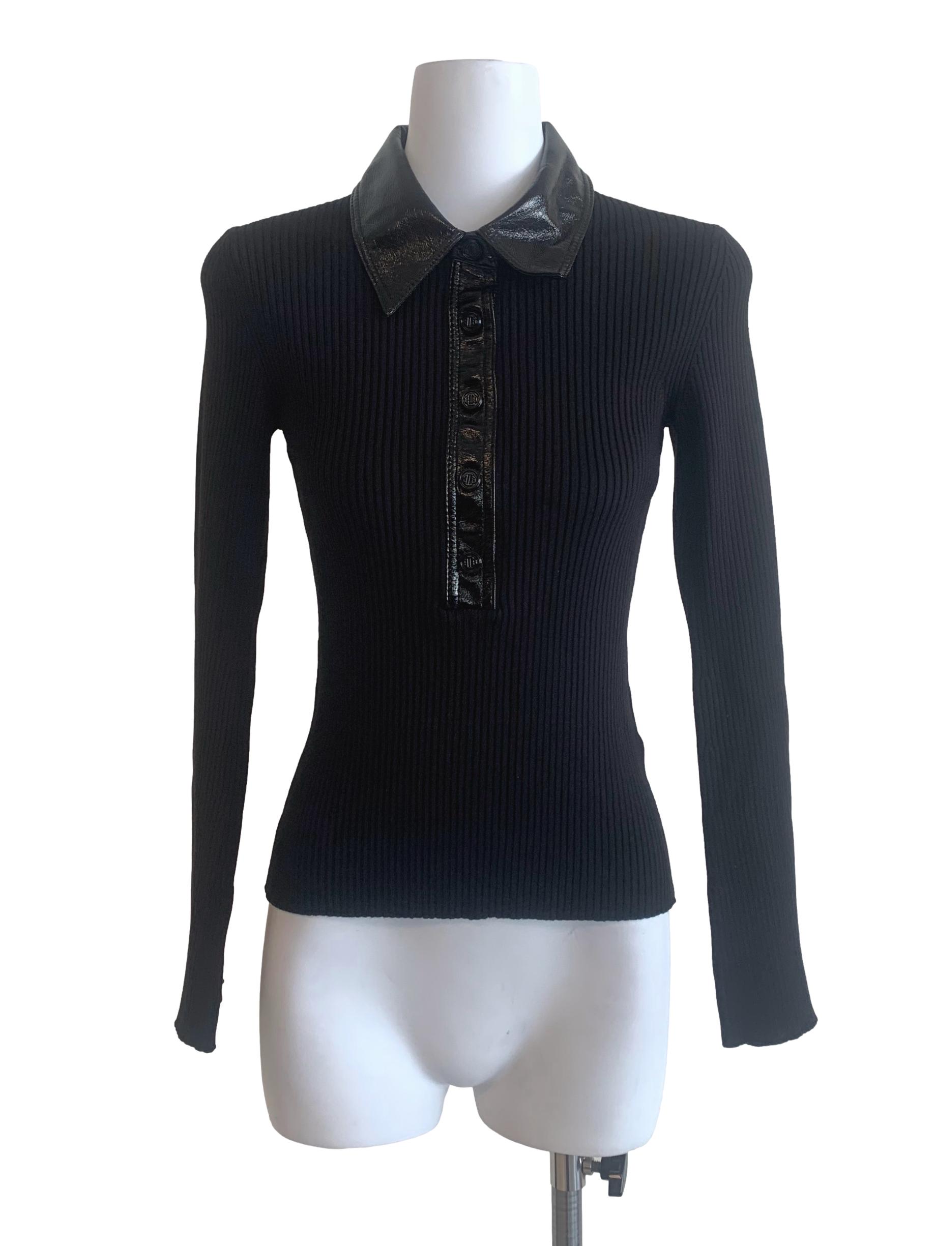 Black Zip Collared Top