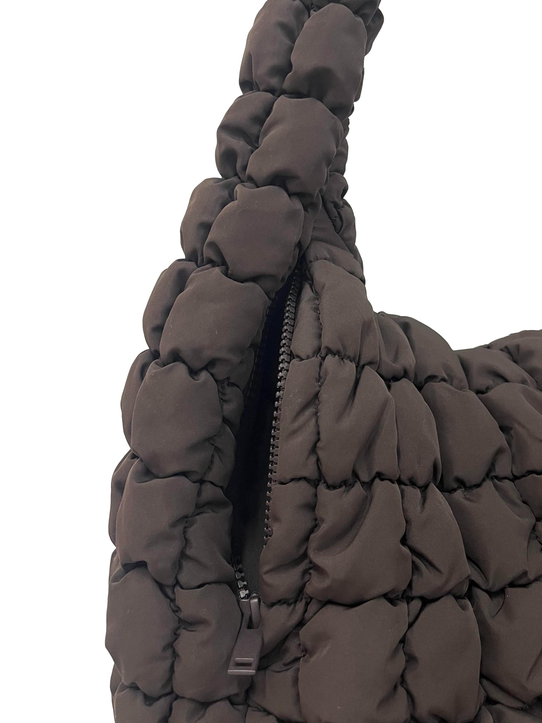 Dark Brown Quilted Oversize Bag