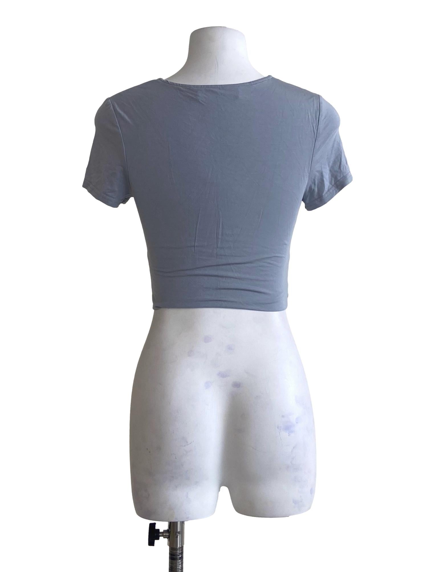 Stone Blue V-Neck Crop Top