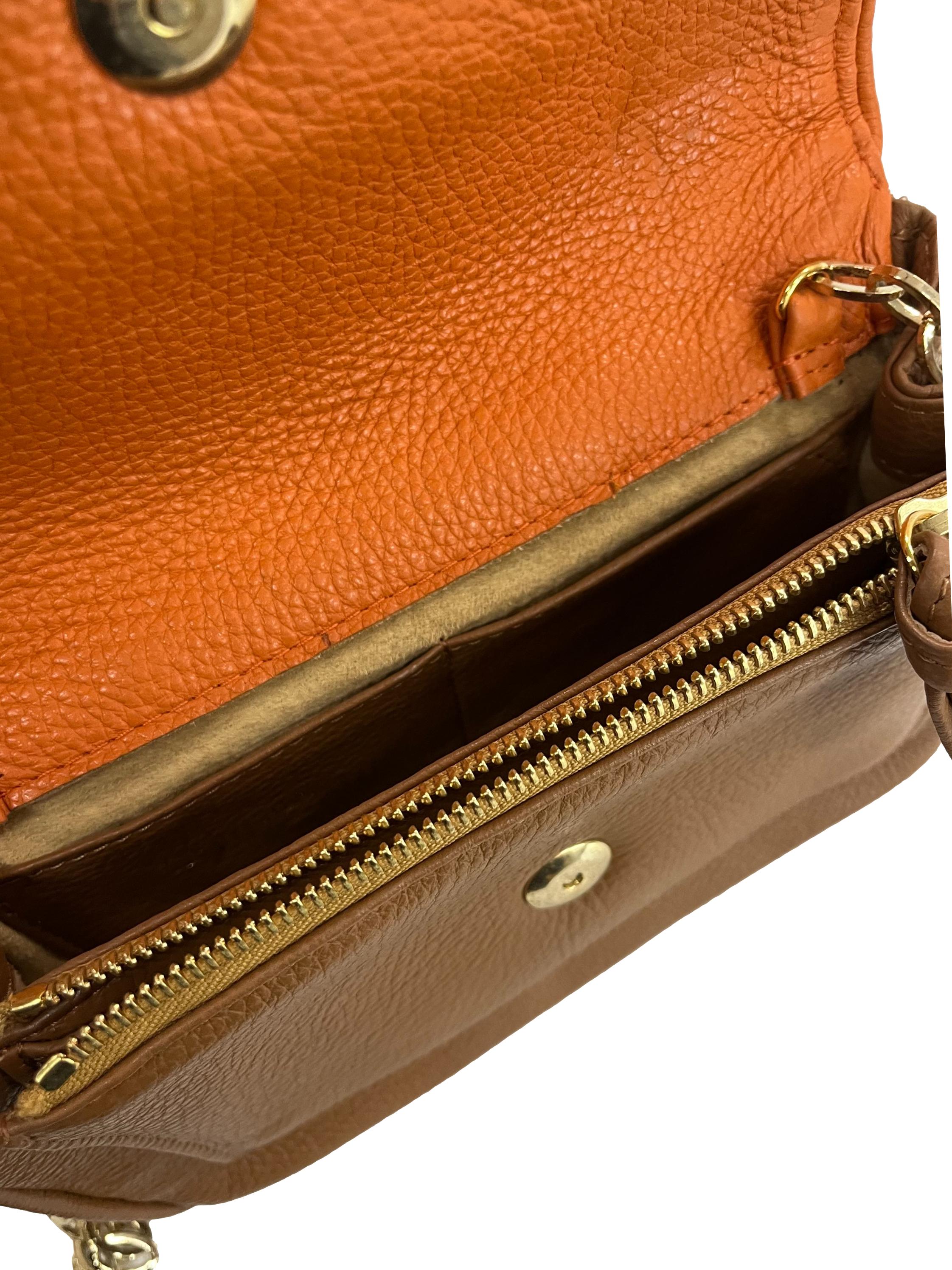 Orange Brown Chained Bag