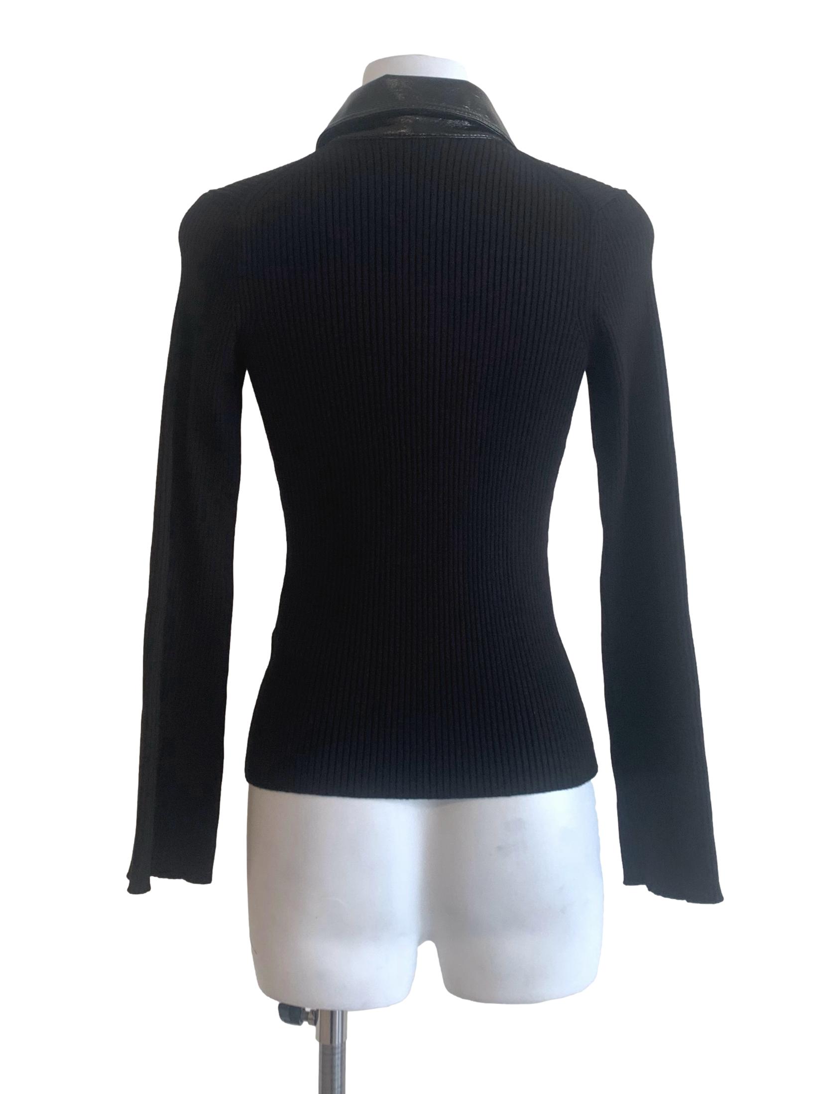 Black Zip Collared Top