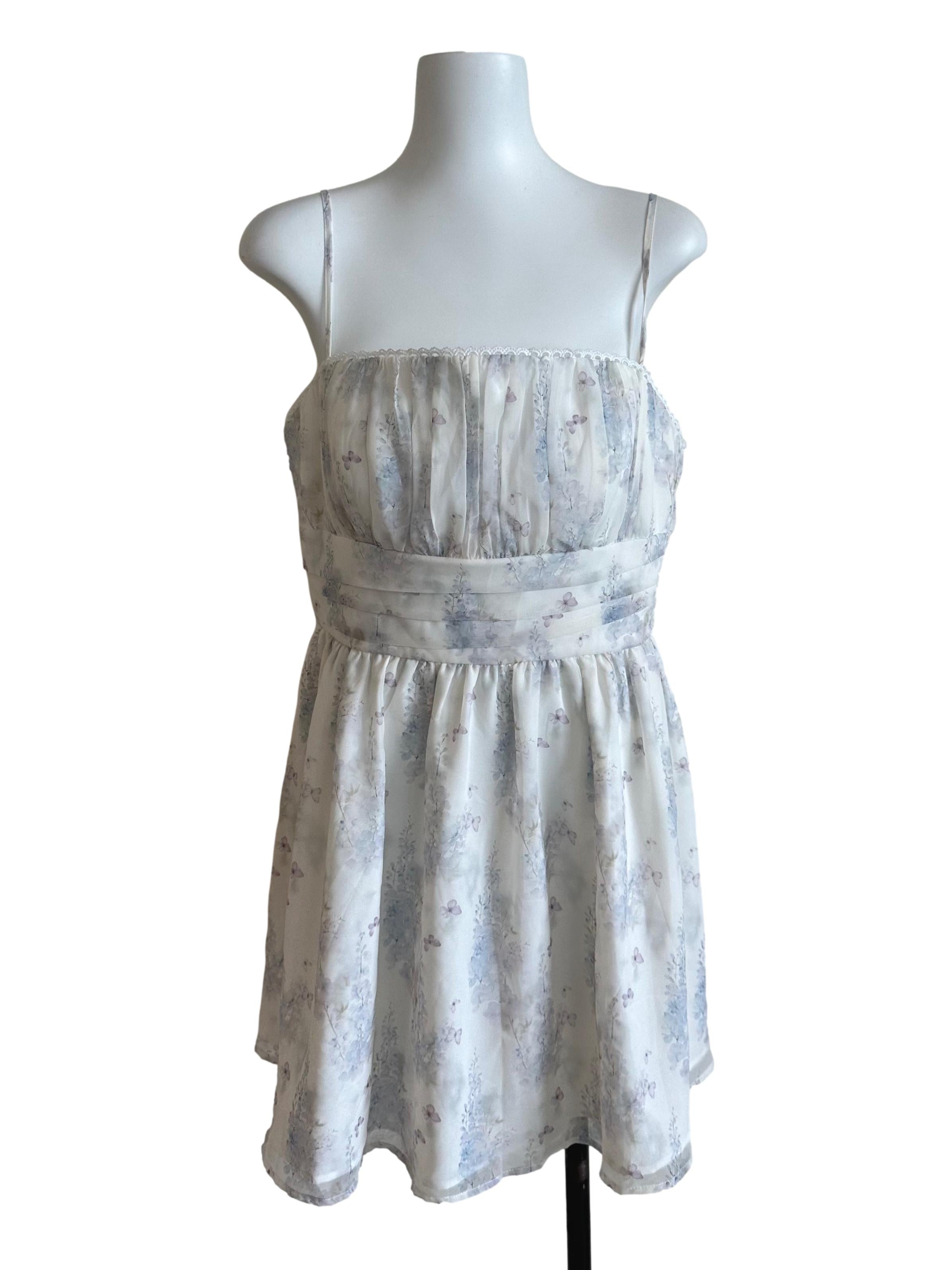Ivory White Floral Pattern A Line Dress