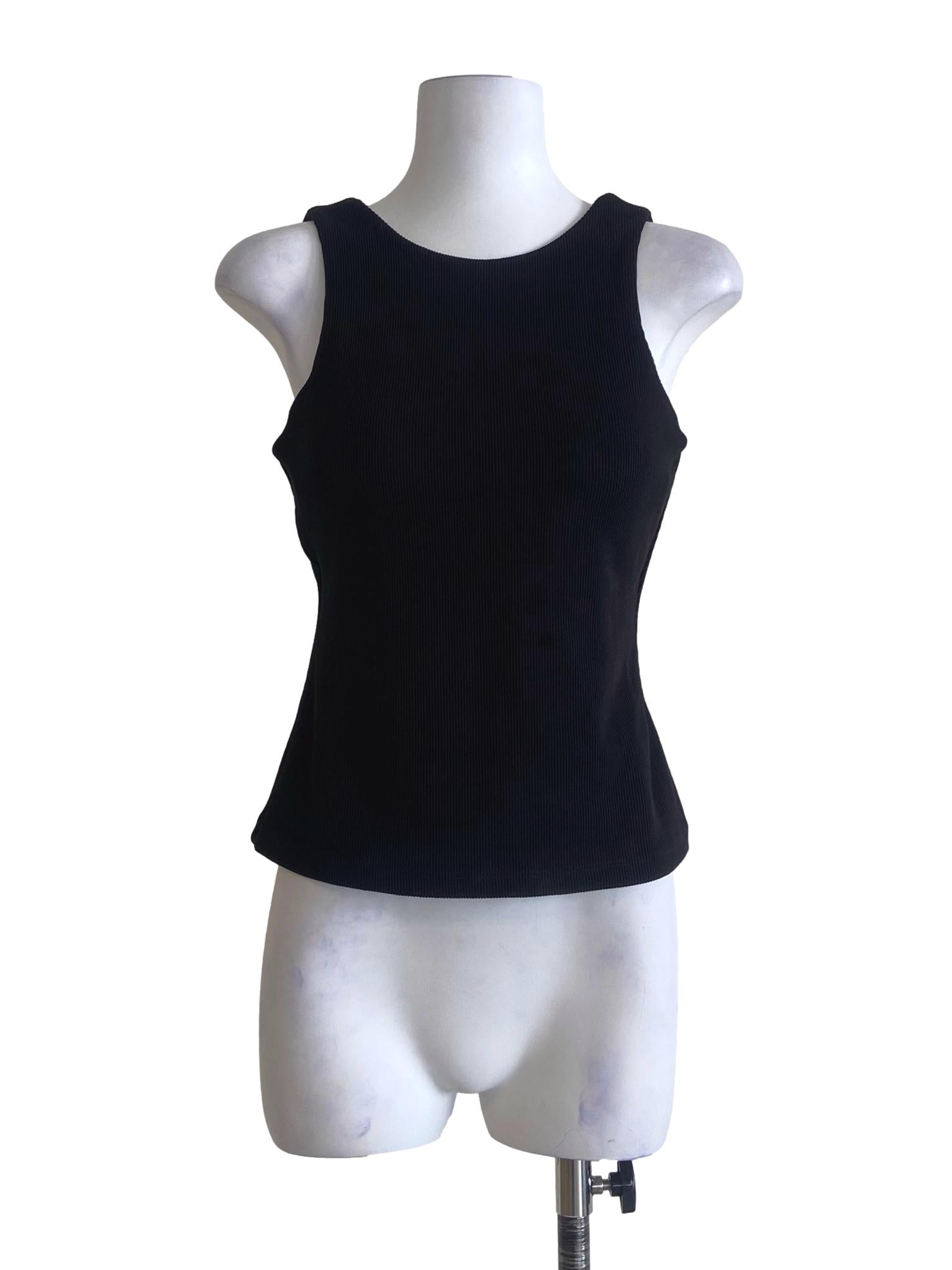 Black Sleeveless Pencil Stripe Top LB