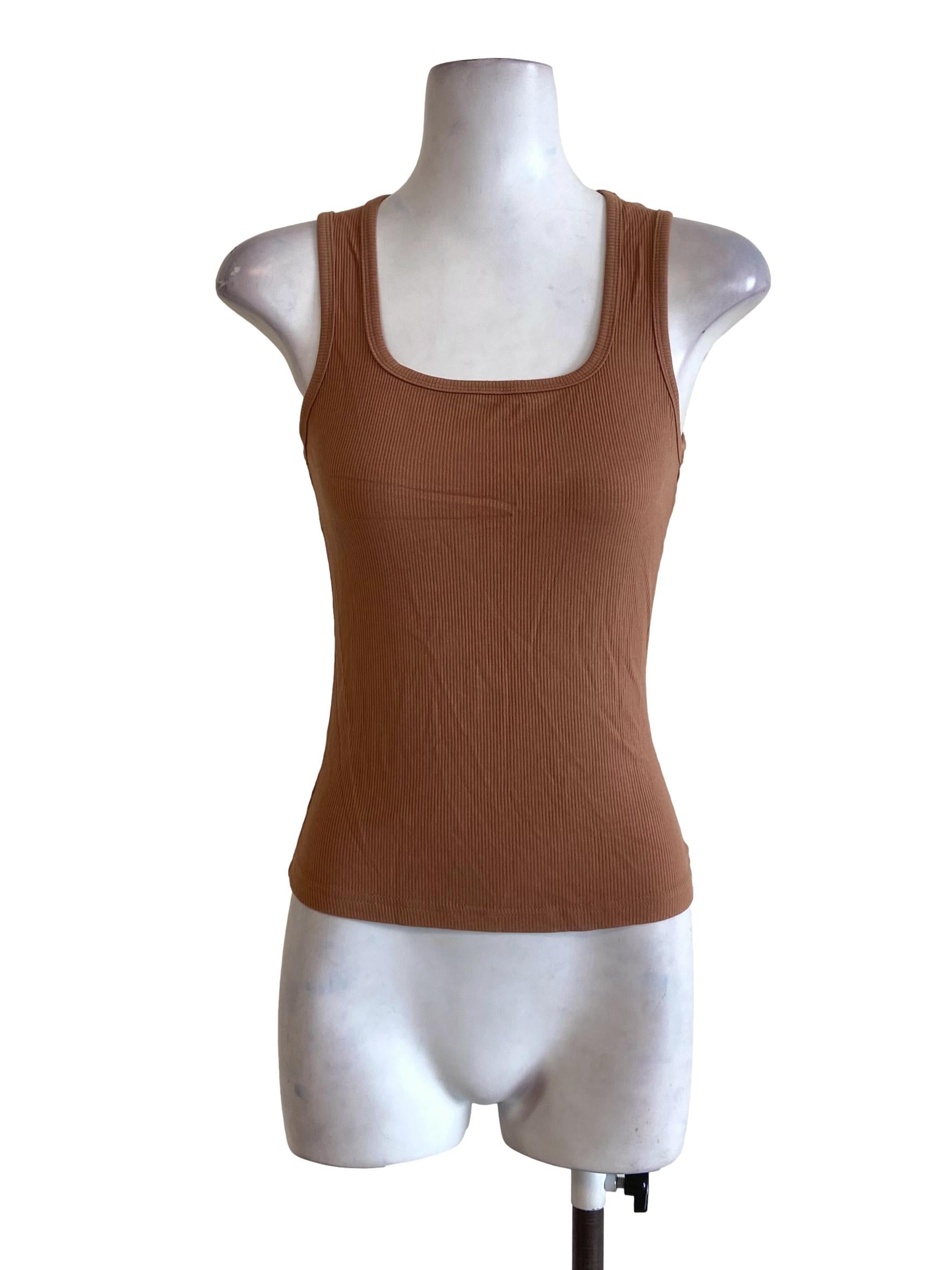 Tawny Brown Sleeveless Candy Stripe Top TCL