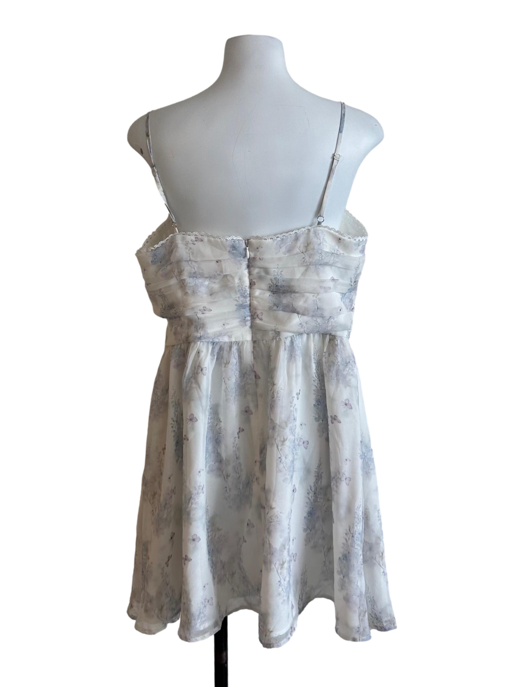 Ivory White Floral Pattern A Line Dress