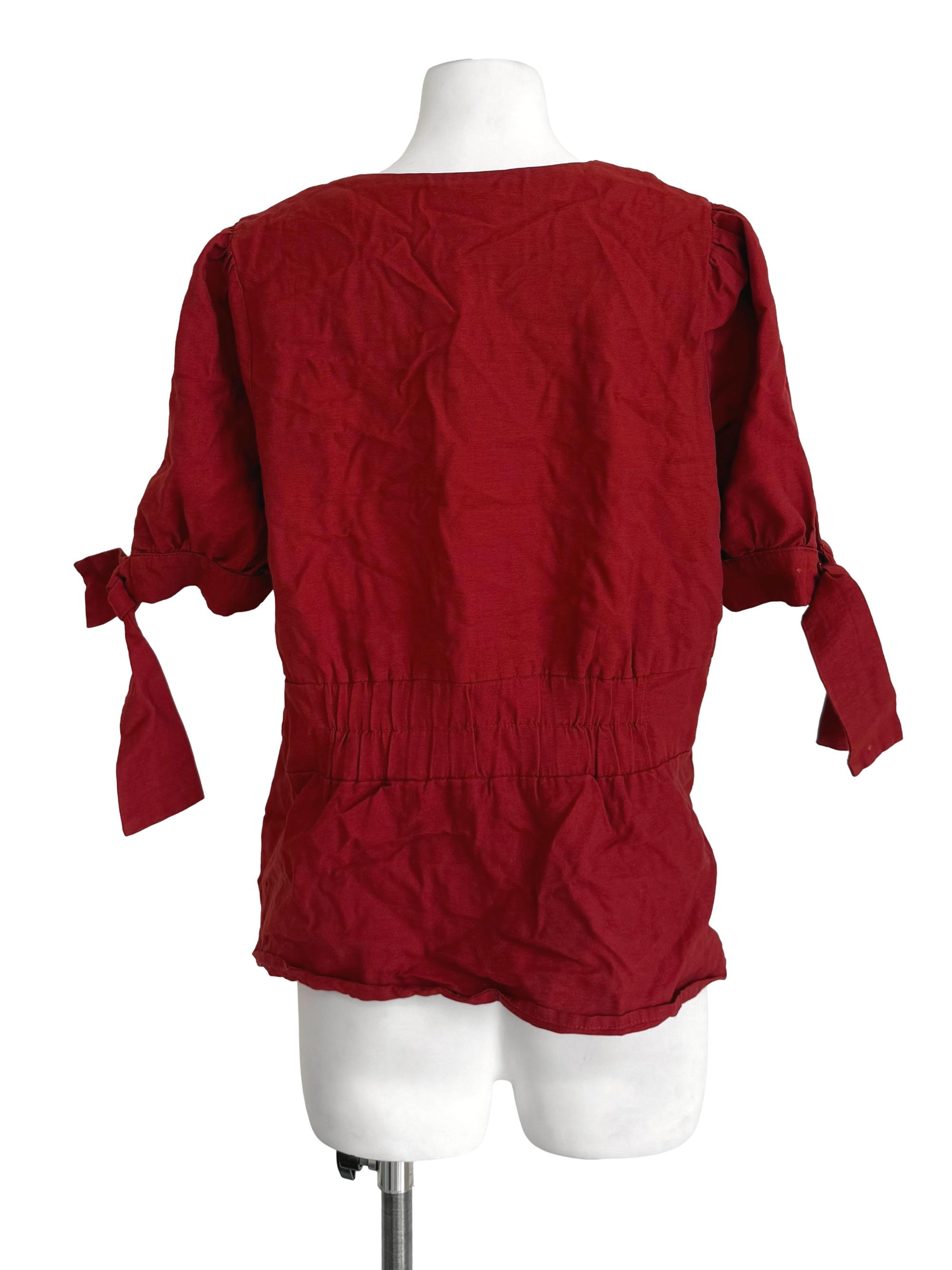 Fire Red Pleated Juliet Top