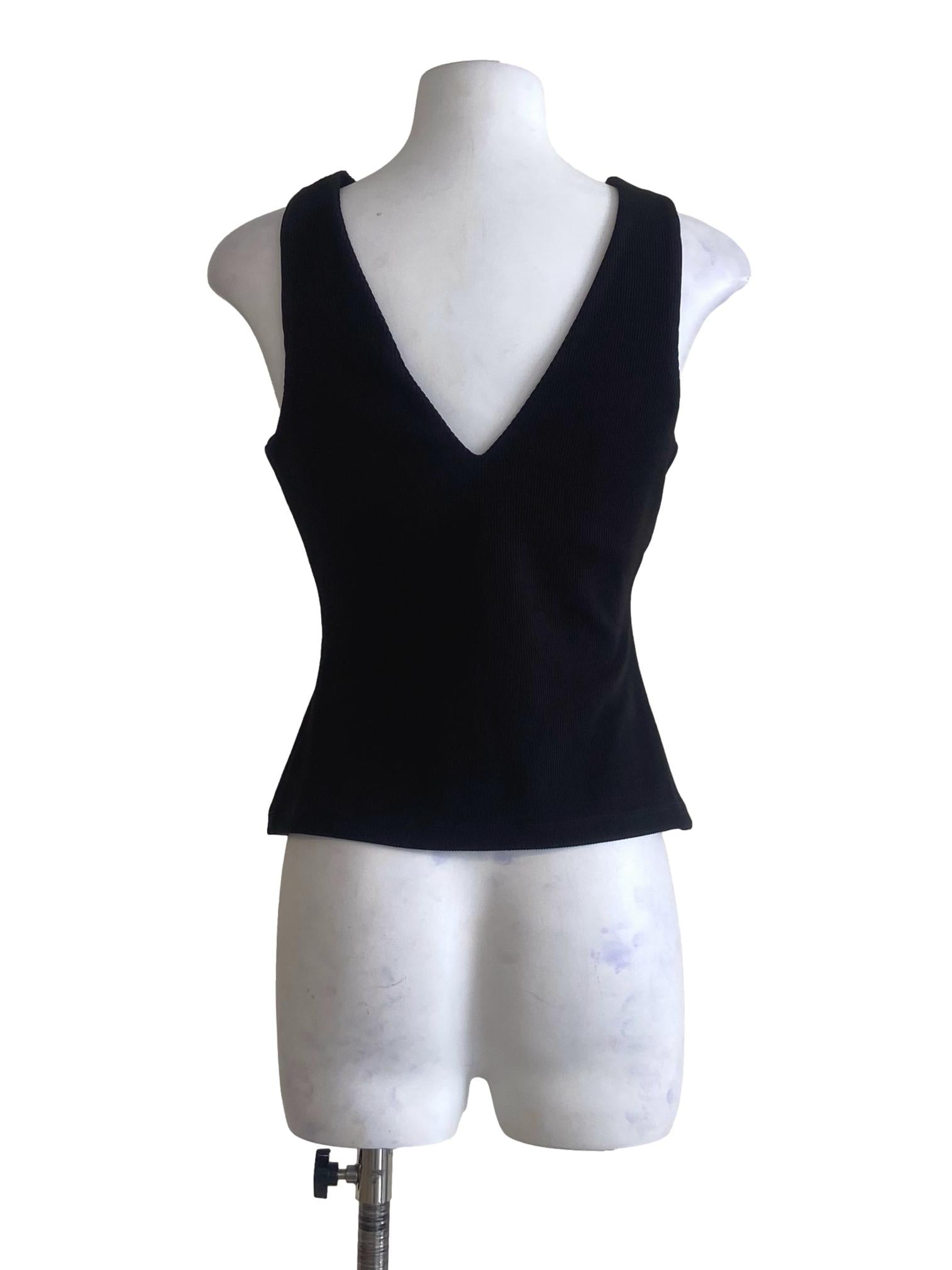 Black Sleeveless Pencil Stripe Top LB