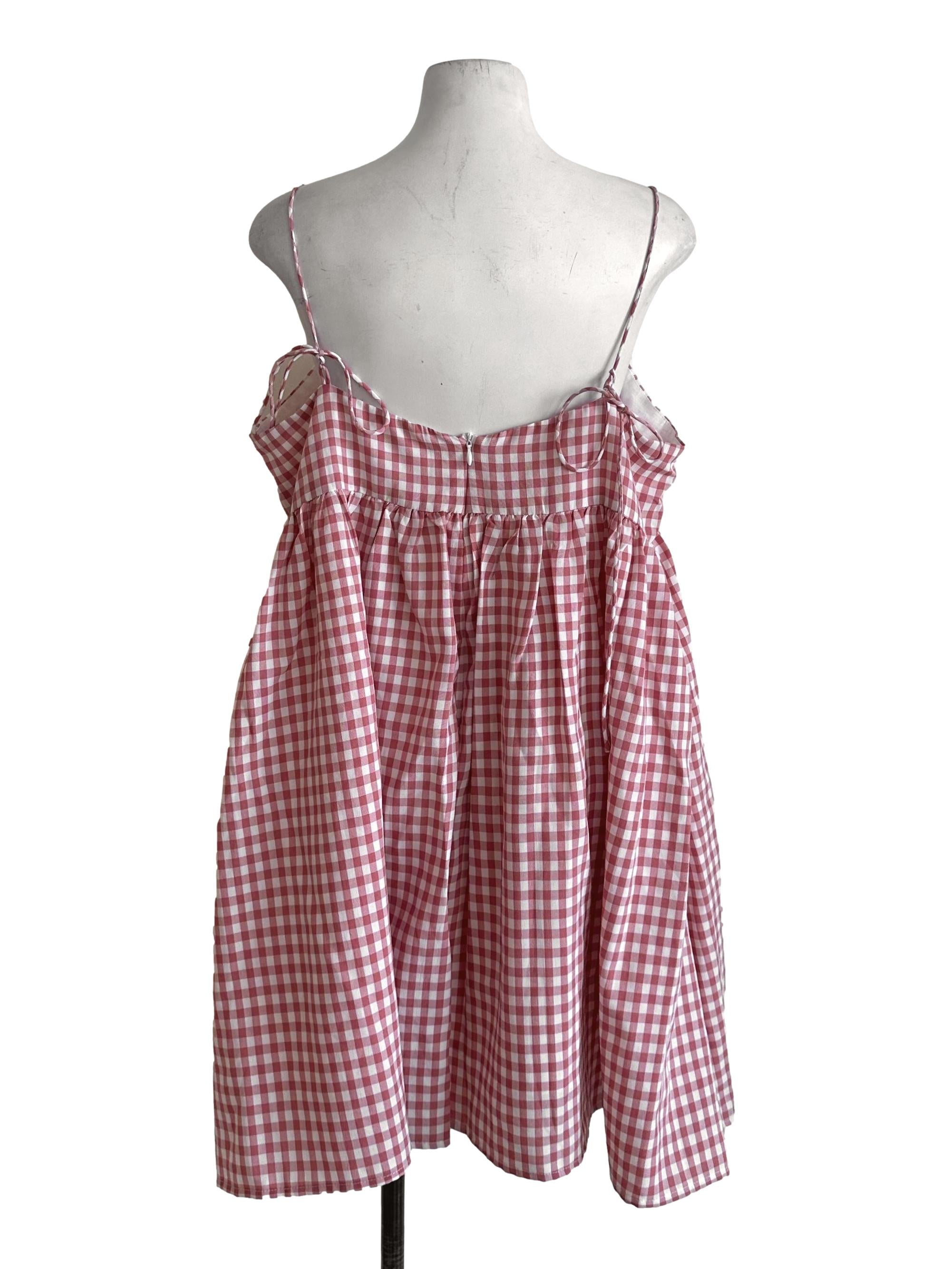 Rose Red Plaid Pattern Babydoll Dress