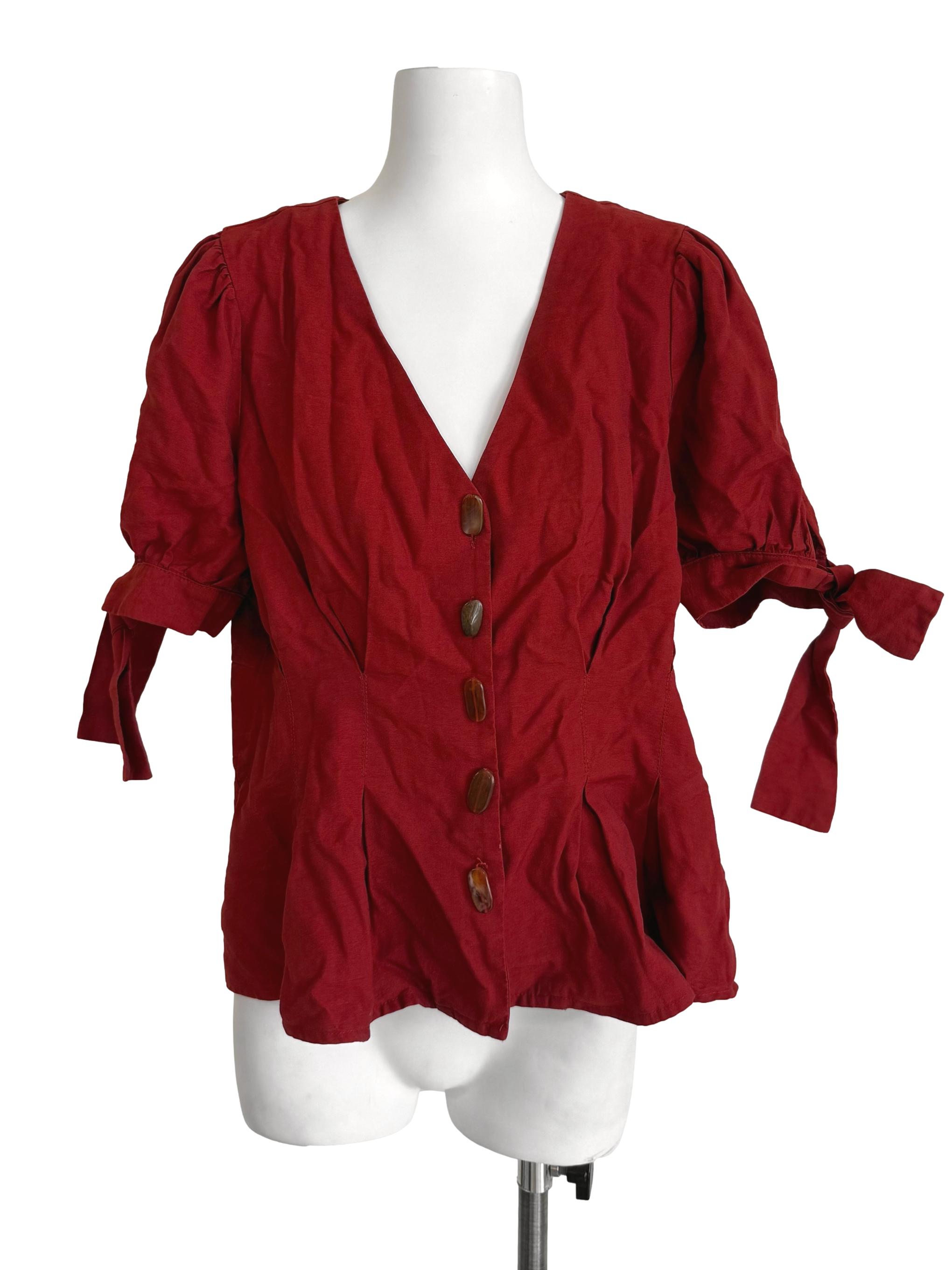 Fire Red Pleated Juliet Top