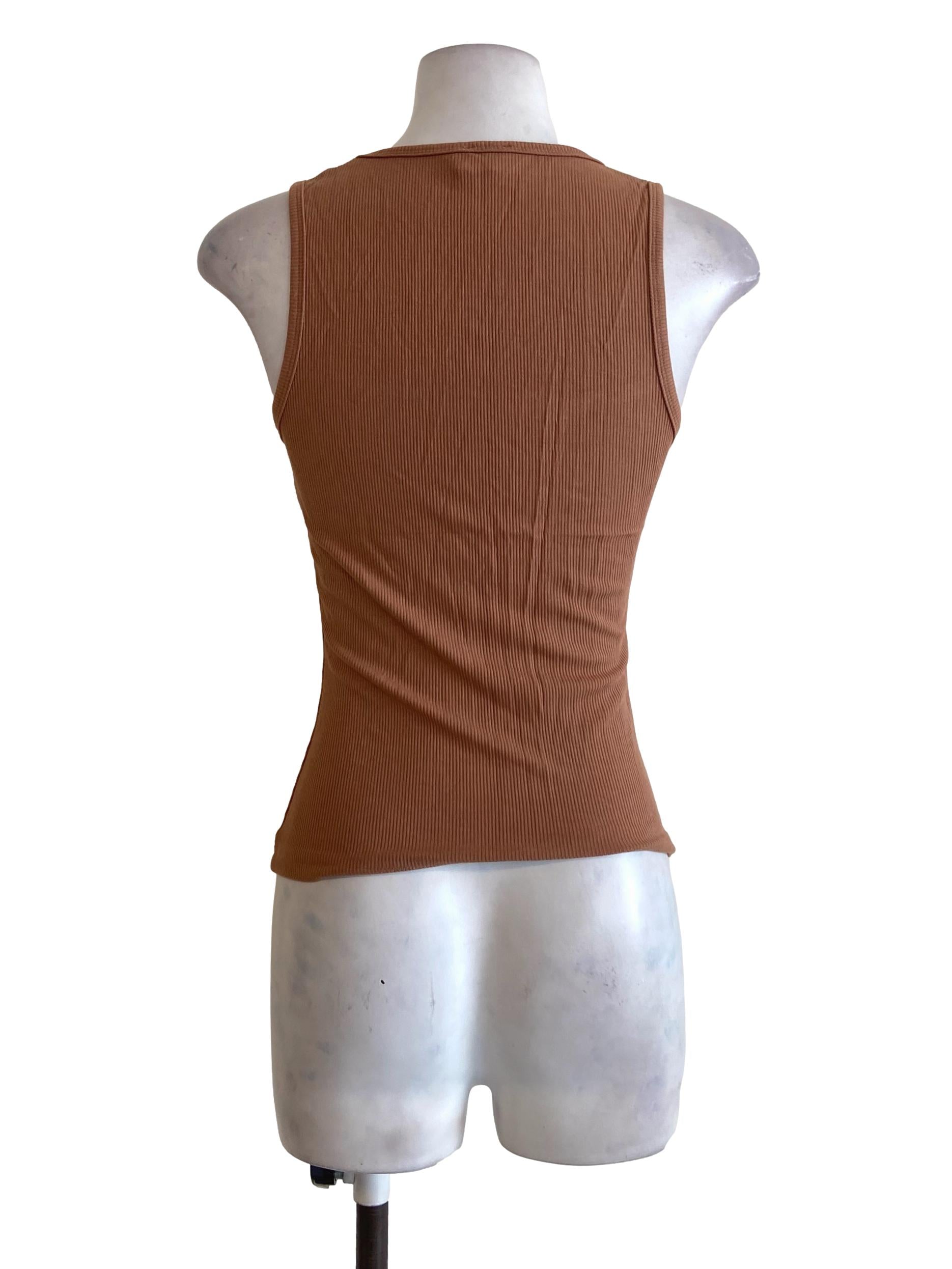 Tawny Brown Sleeveless Candy Stripe Top TCL