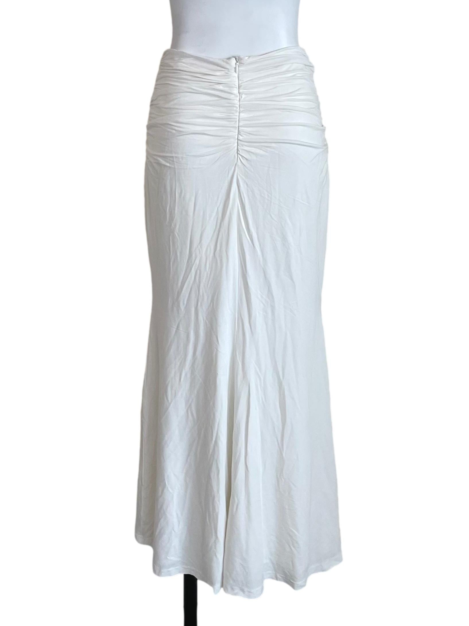 White Draped Mandarin Pearls Skirt