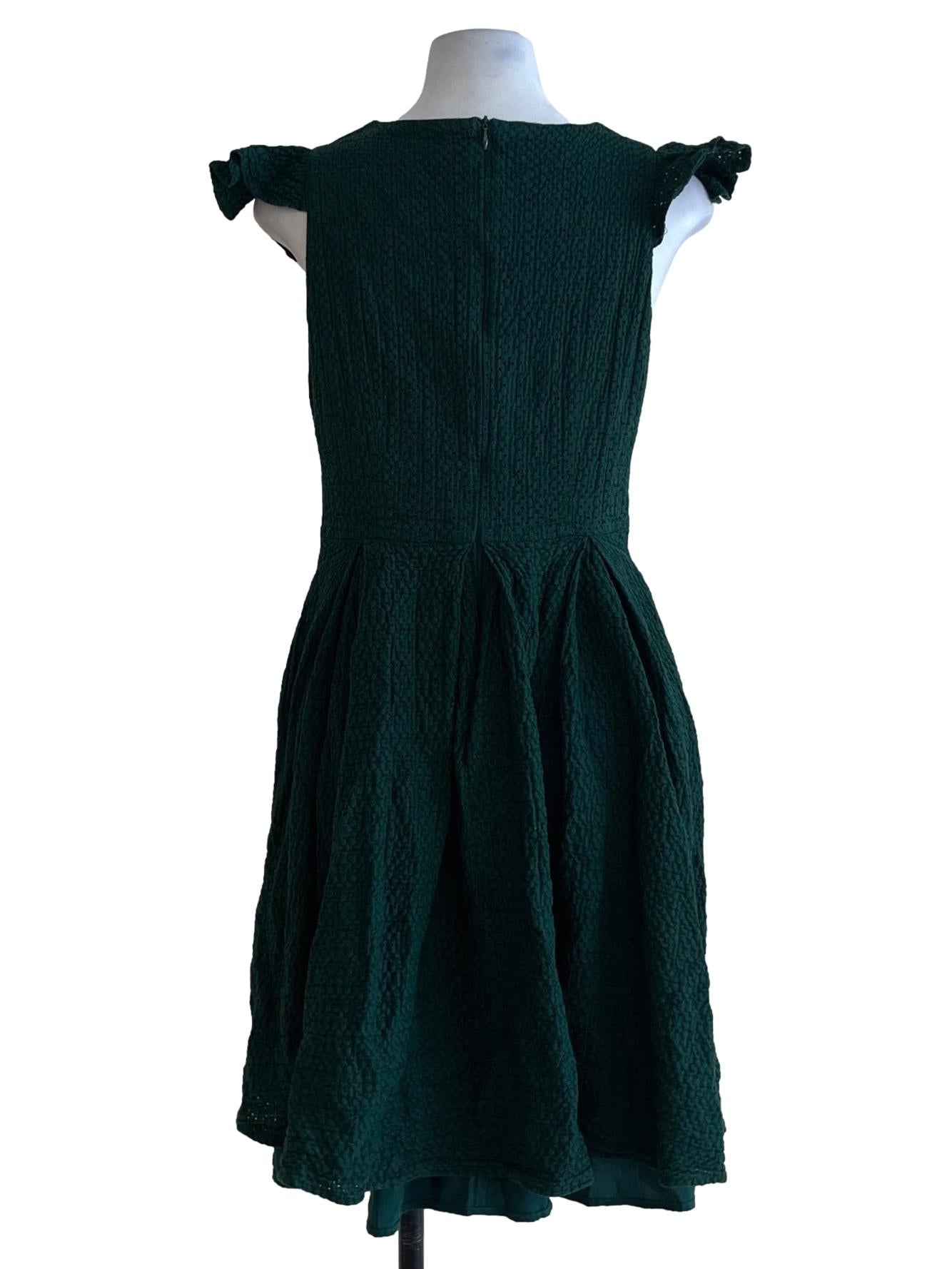 Pine Green Graph Check A-Line Dress