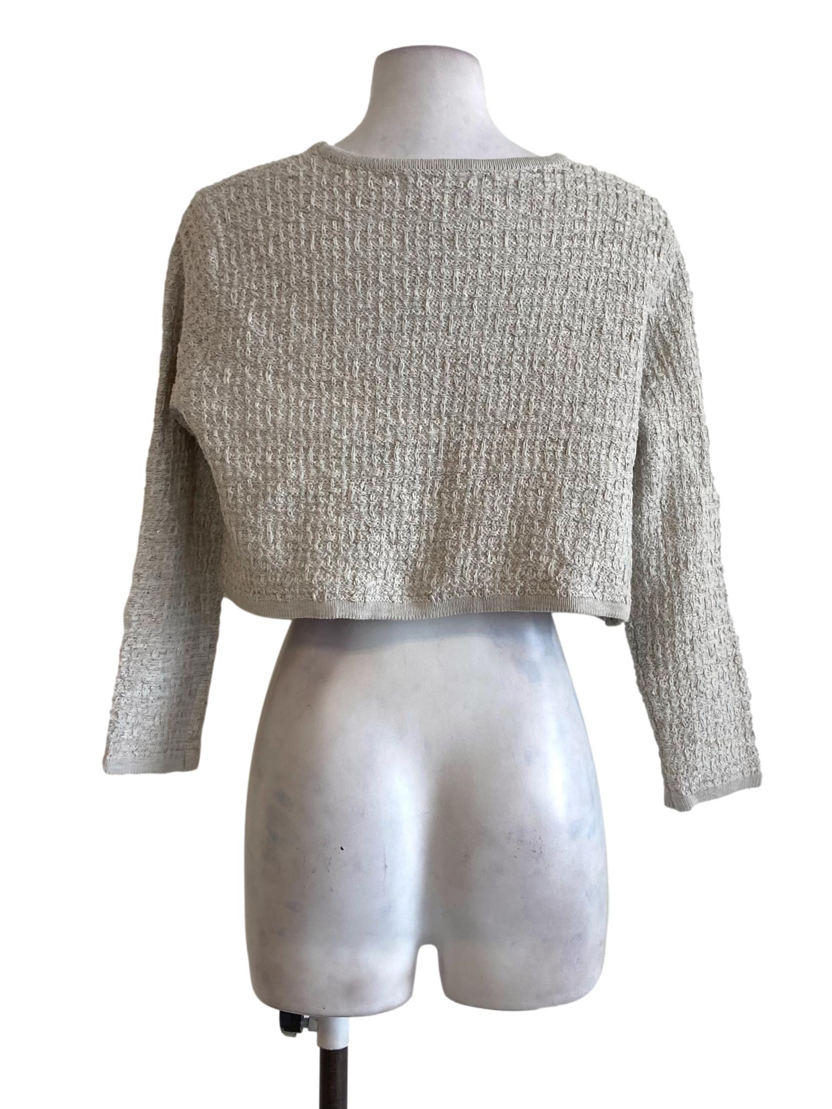 White Tweed Crop Cardigan