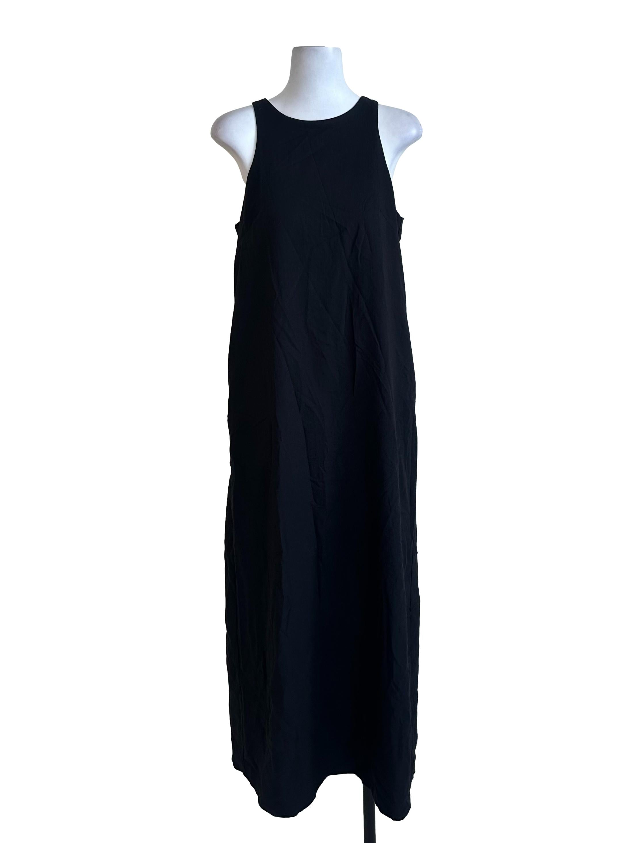 Black Textured Sleveless Dress