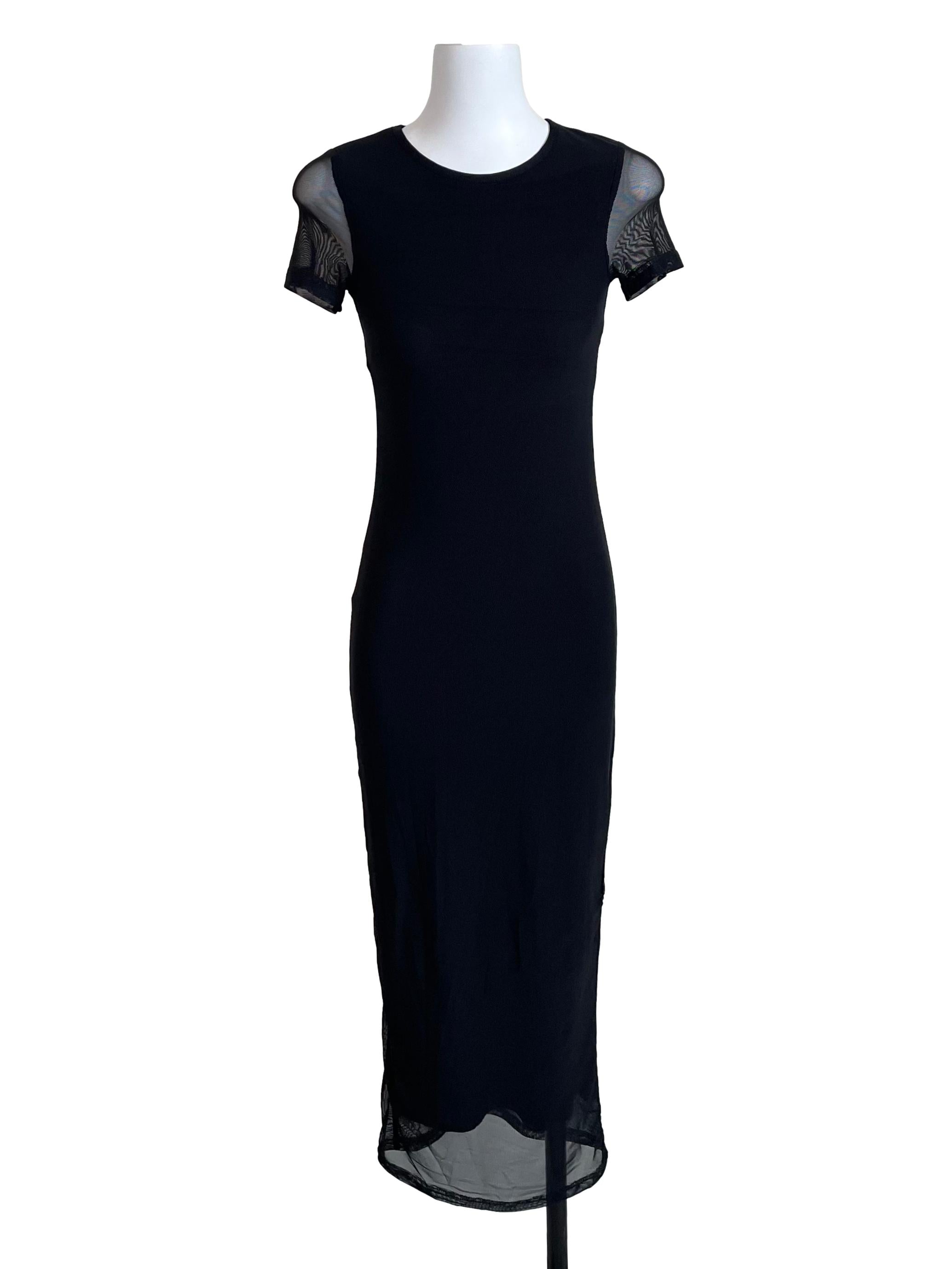 Black Mesh Bodycon Tee Dress