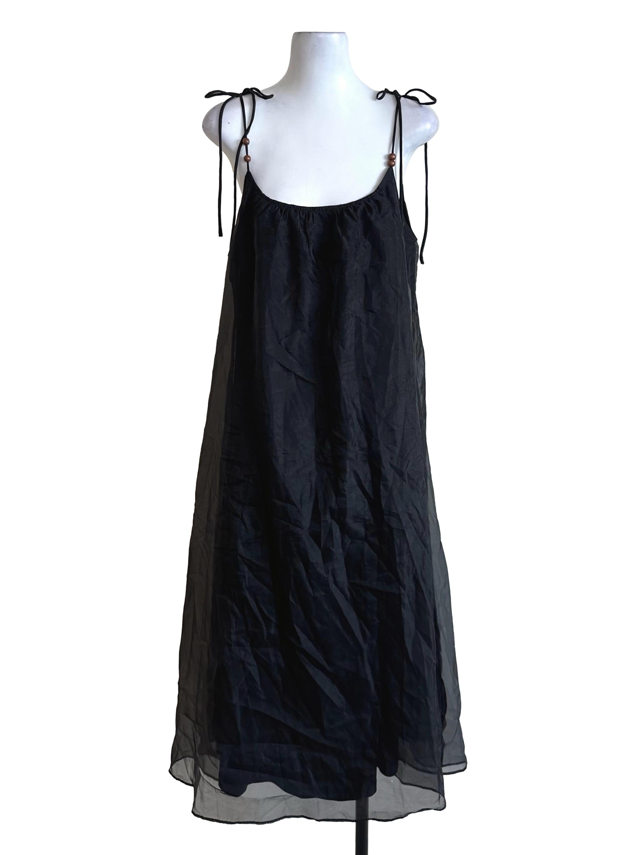 Raven Black Scoop Organza Dress