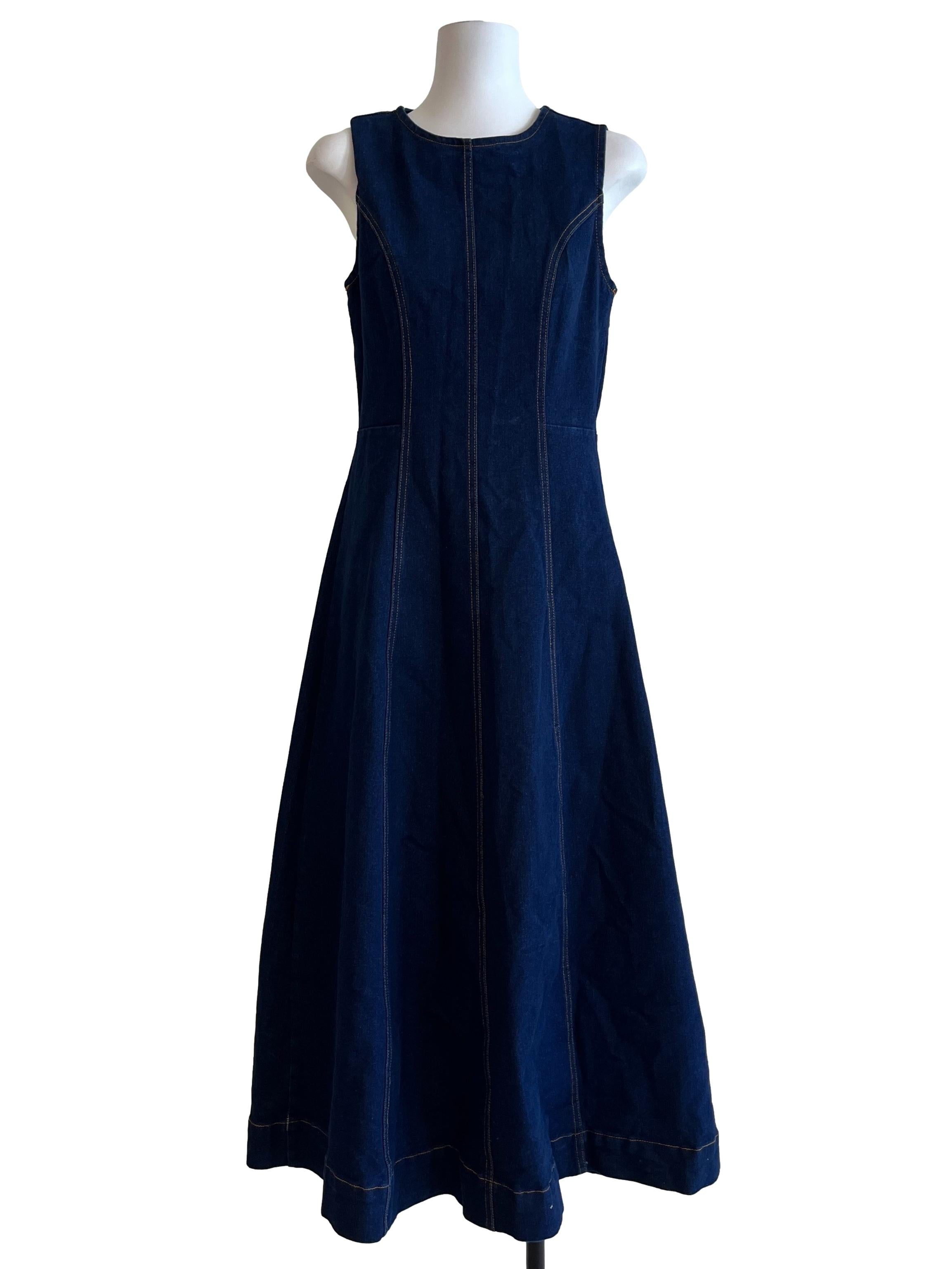Indigo Blue Denim Sleeveless Dress