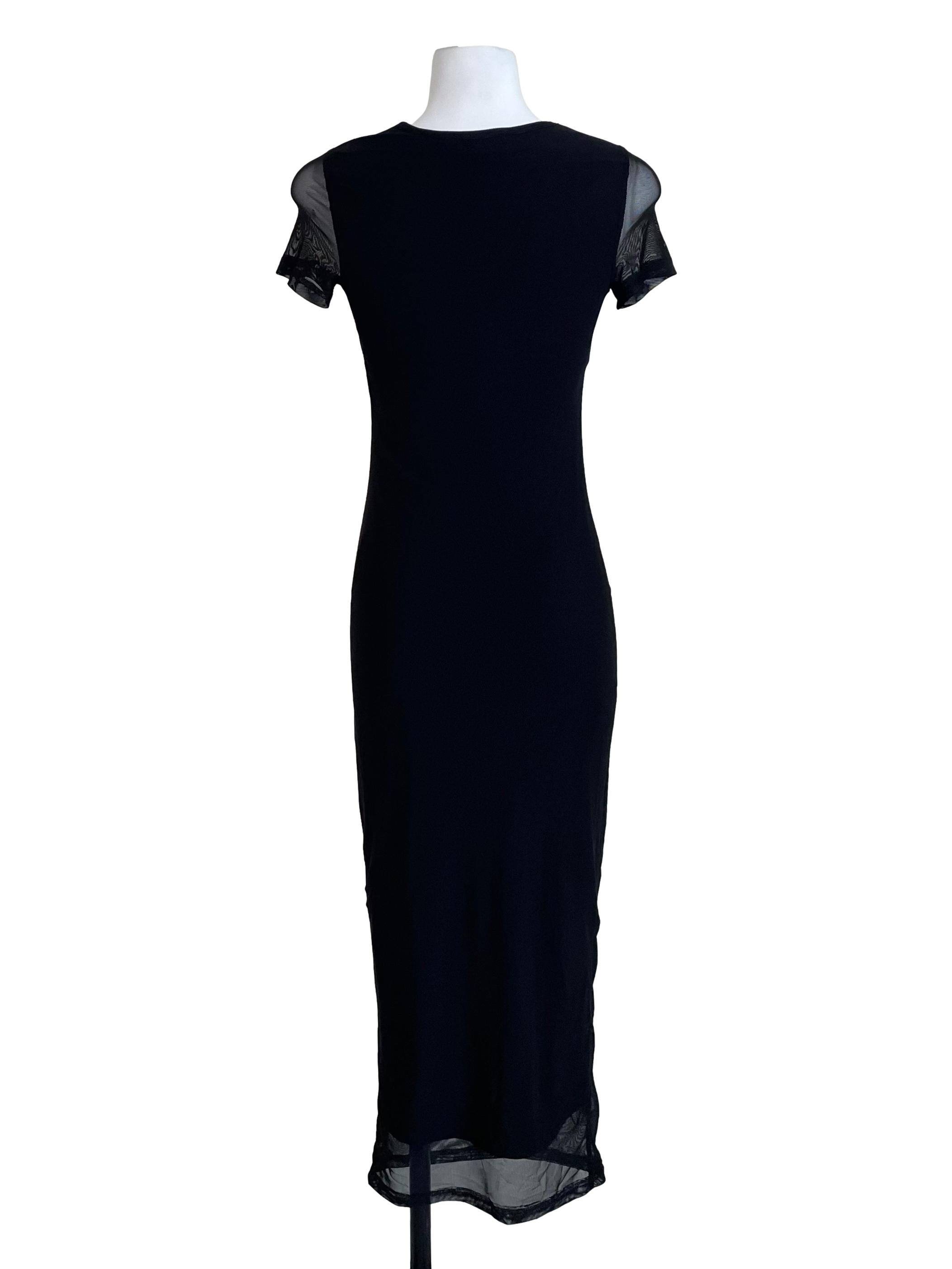 Black Mesh Bodycon Tee Dress