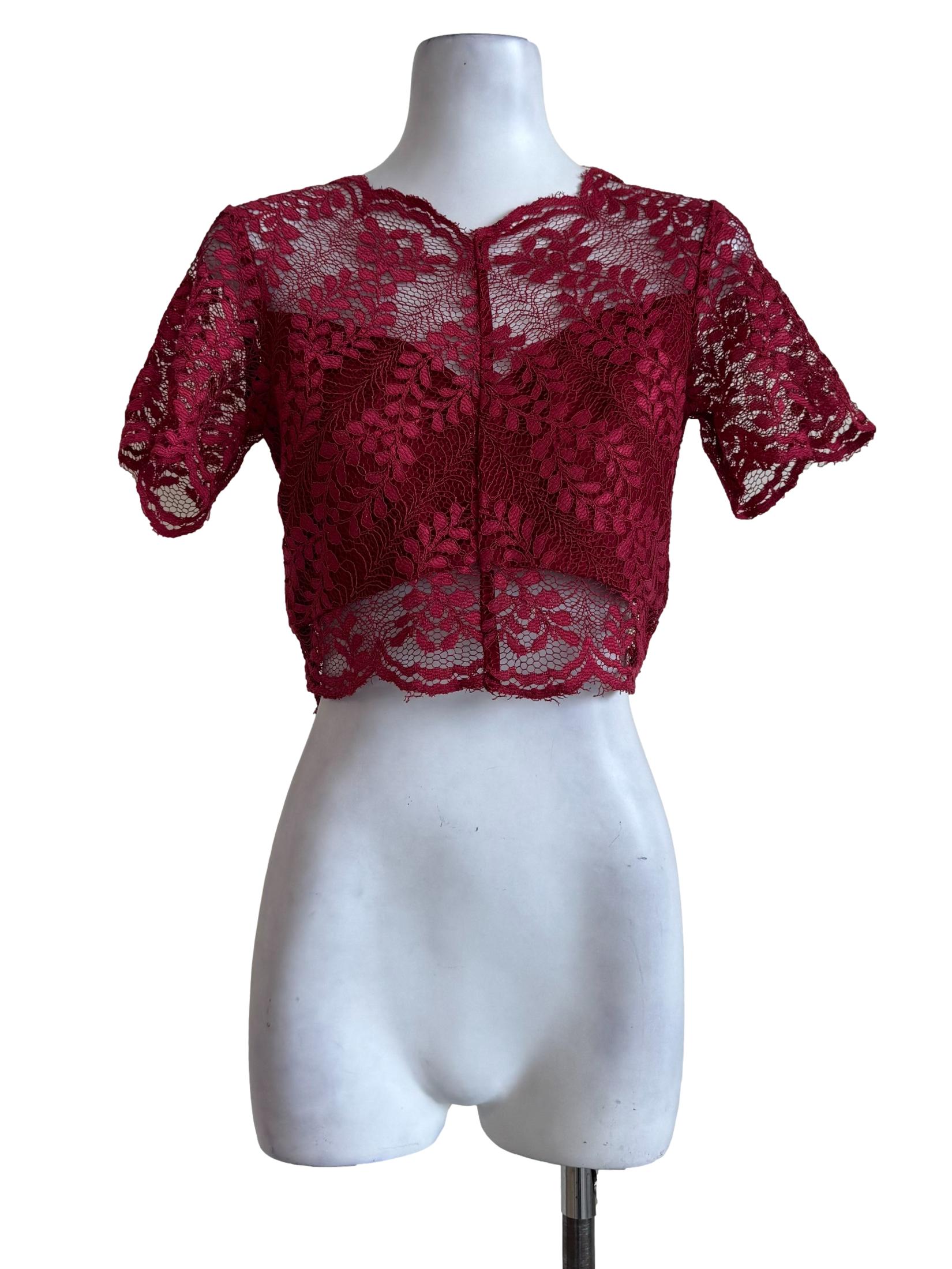 Lace Red V Neck Top