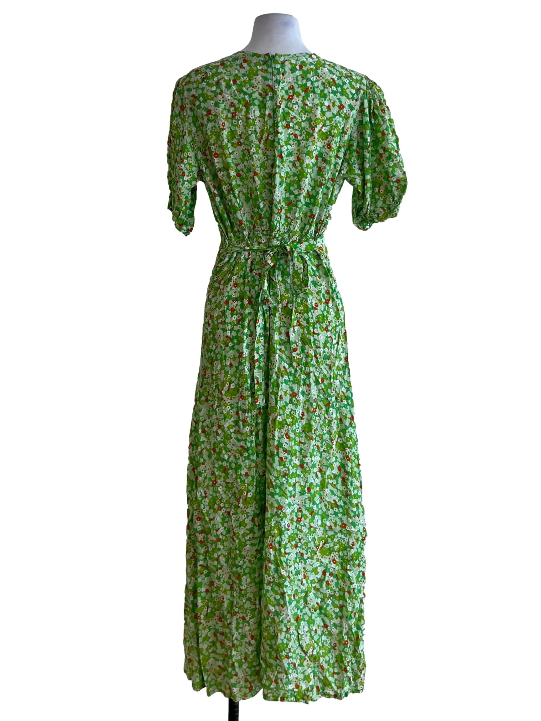 Lime Green Floral Empire Dress