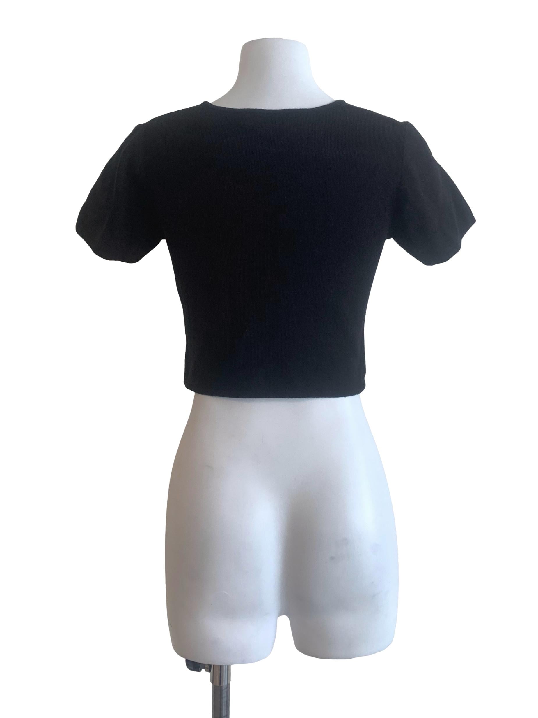 Black V Neck Crop Top LB