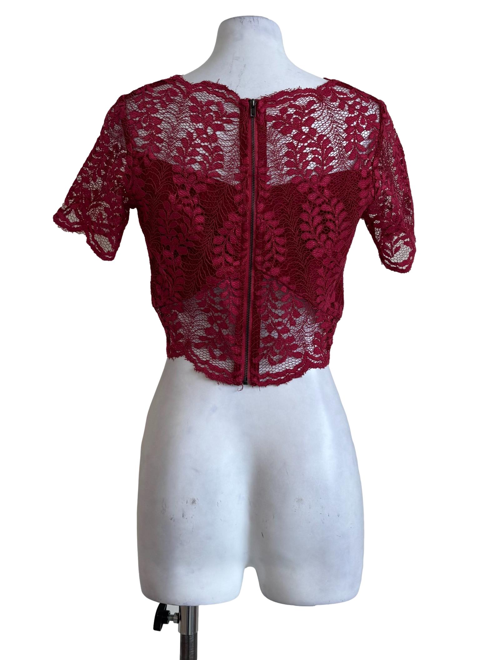 Lace Red V Neck Top