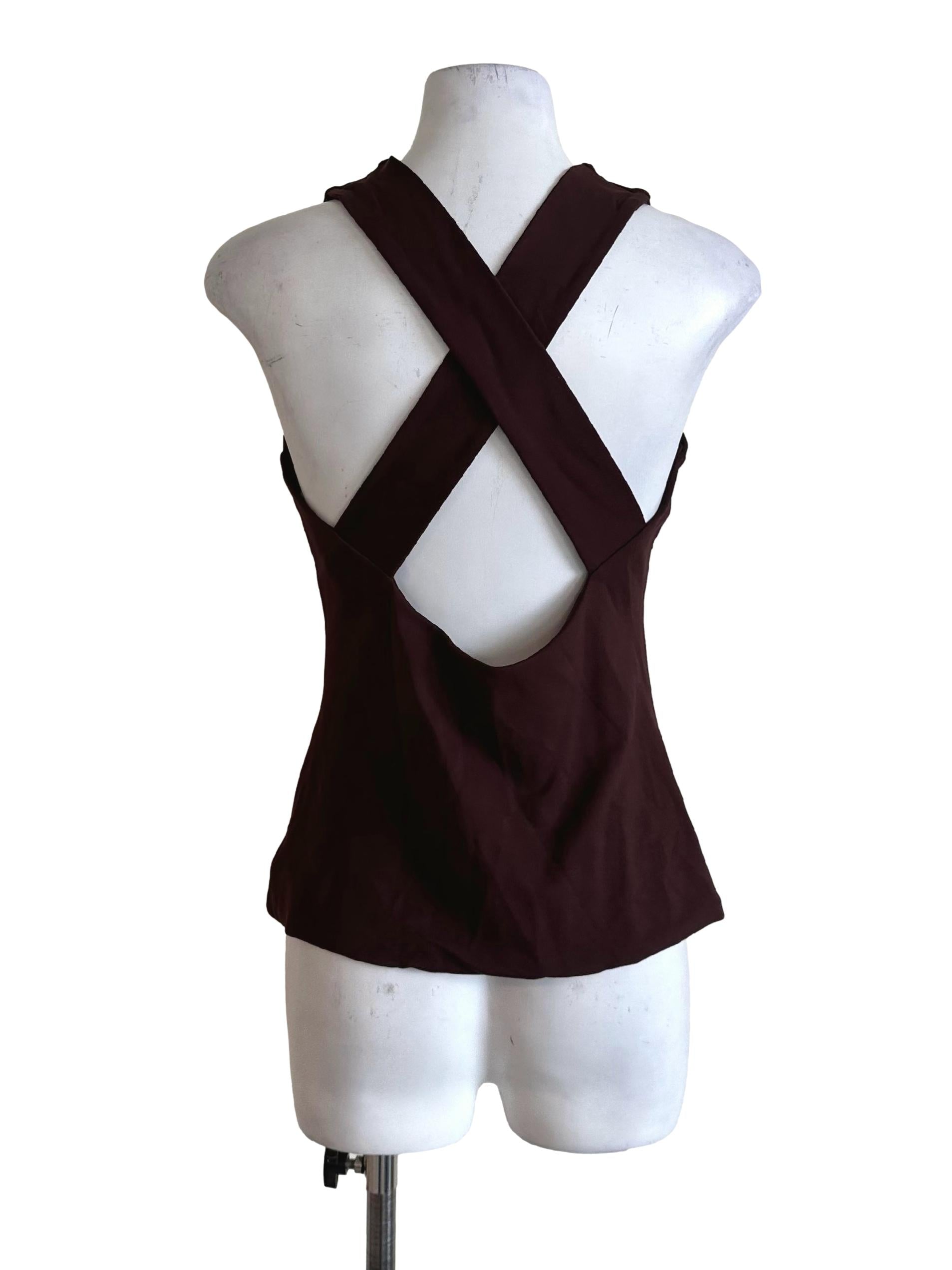Mocha Brown Back Overlap Top LB