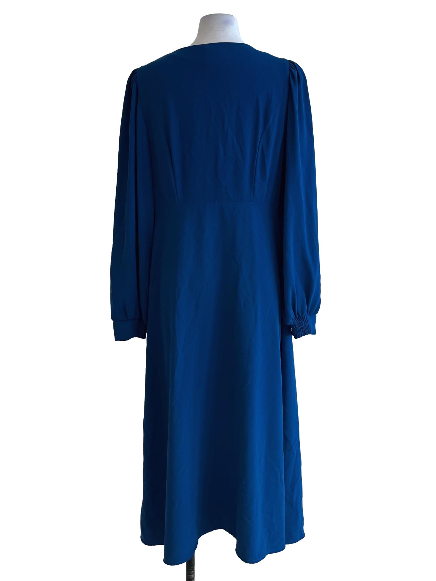 Azure Blue Square Neckline Empire Dress
